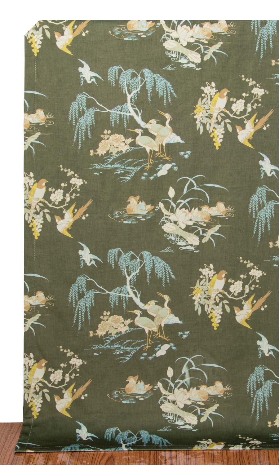 Chinoiserie Toile Velvet Home Décor Fabric By the Metre (Olive Green)