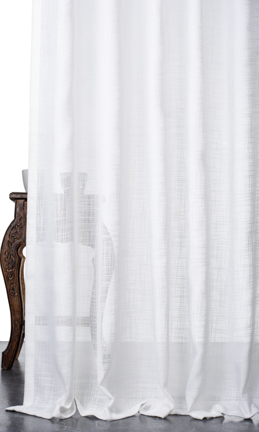 Textured Sheer Window Treatments Fabric By the Metre (White)