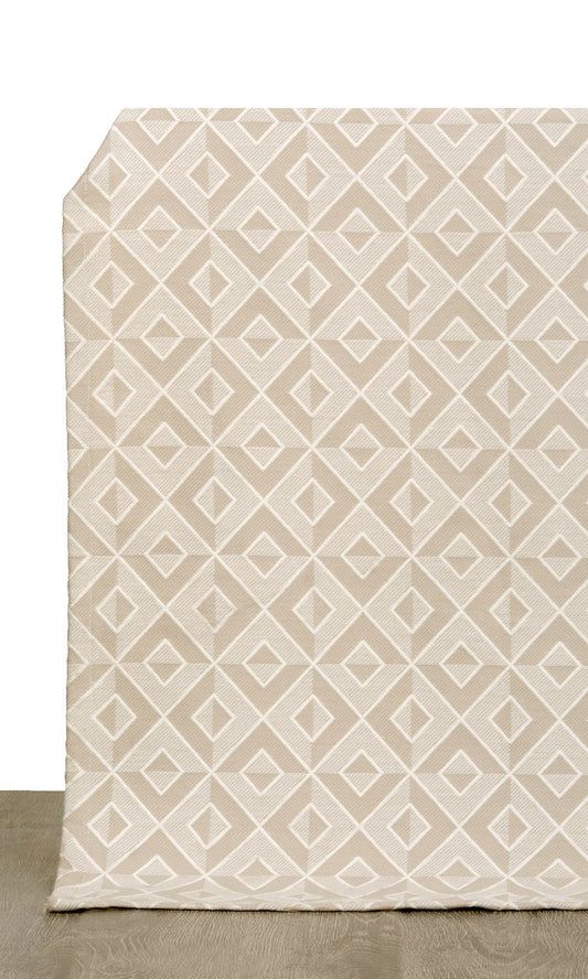Argyle Patterned Home Décor Fabric By the Metre (Tan/ Beige)