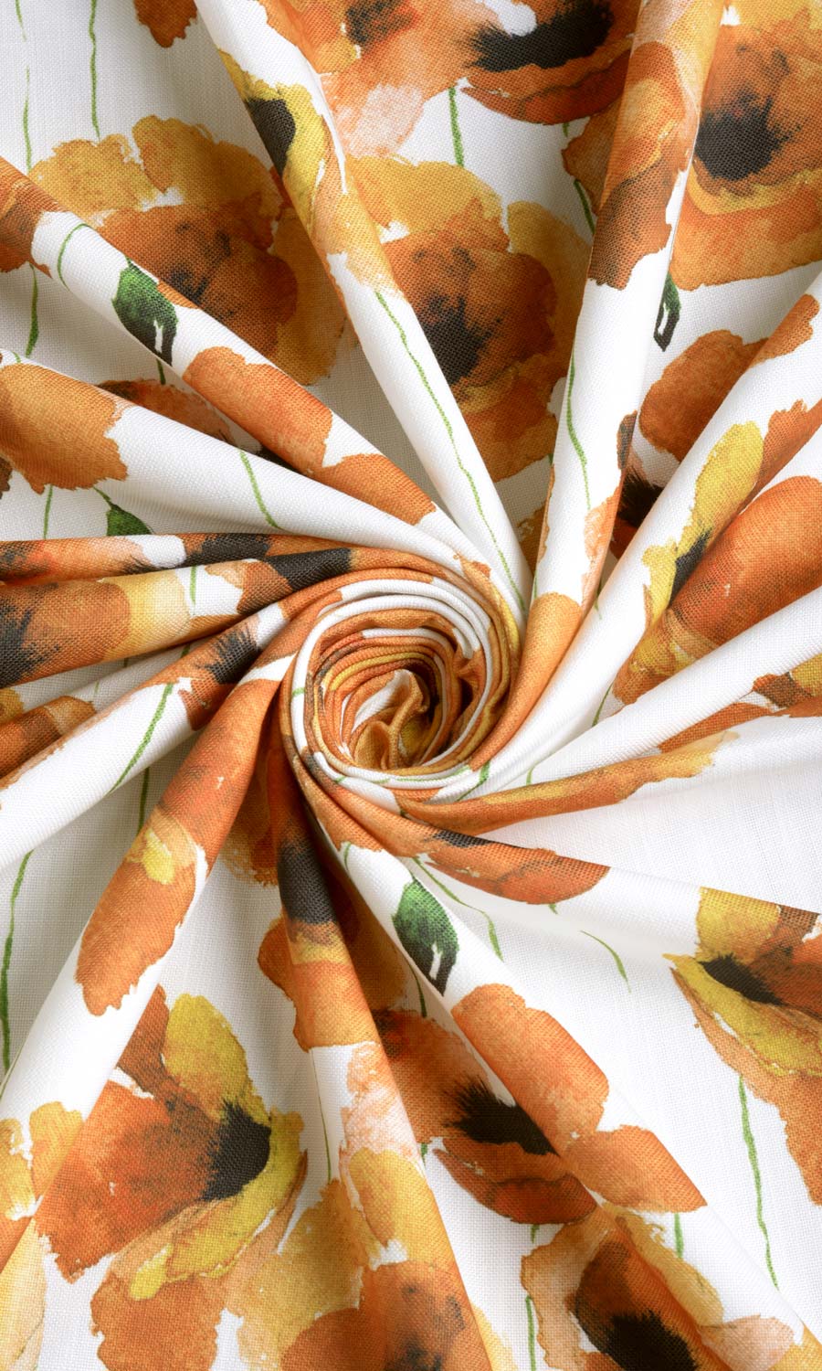 Floral Print Fabric By the Metre for Curtains & Drapes (Orange/ Yellow)