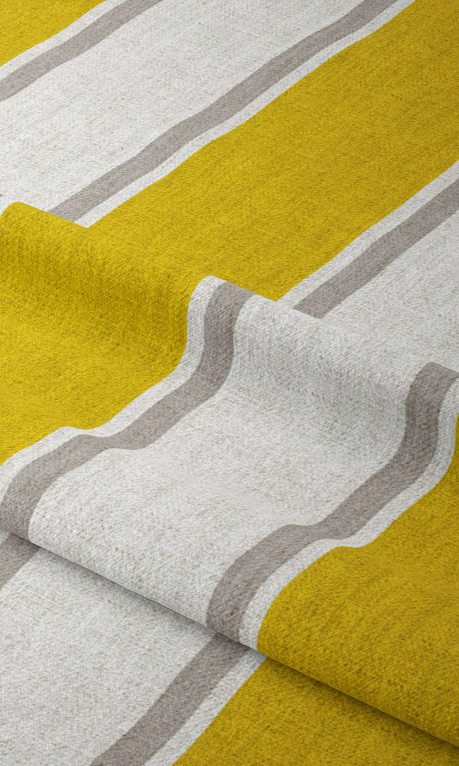 Striped Print Home Textile Fabric Material Sample (Linen White/ Yellow)