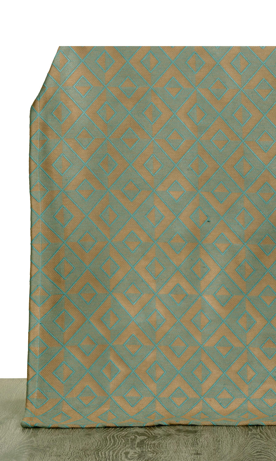 Argyle Patterned Window Treatments Fabric By the Metre (Turquoise Blue/ Brown)