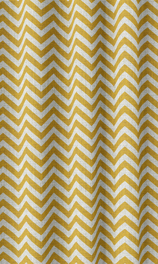 Chevron Print Drapery (Deep Yellow/ White)