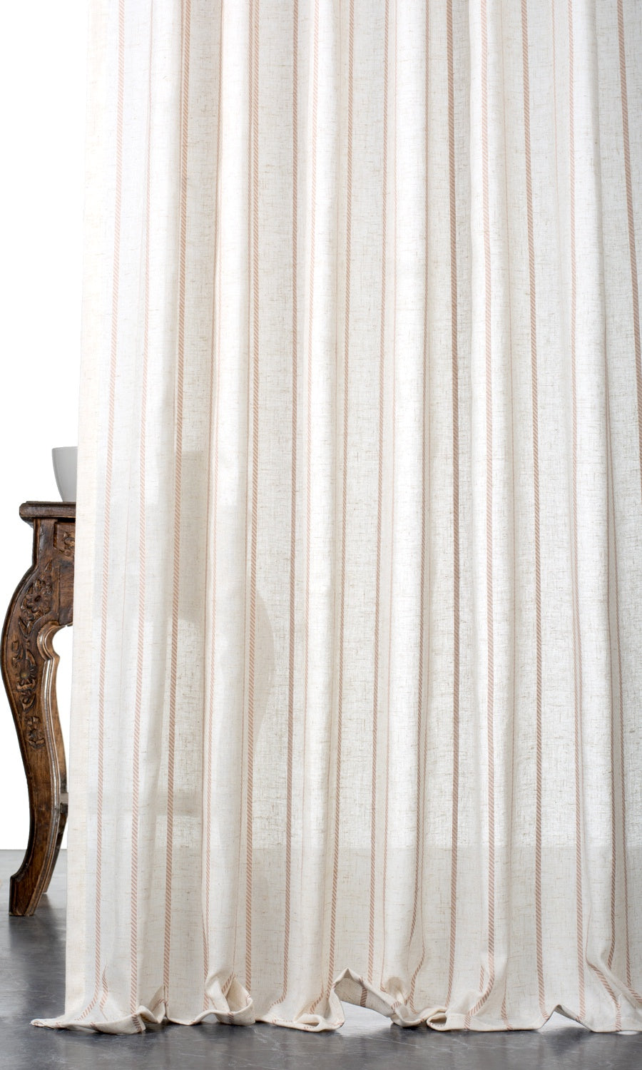 Striped Window Treatments Fabric Sample (Milky White/ Baby Pink)