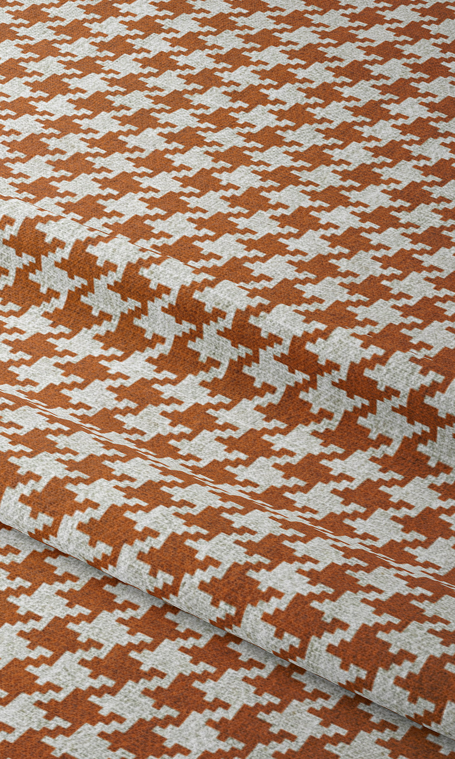 Houndstooth Window Treatments Fabric Sample (Burnt Orange/ White)
