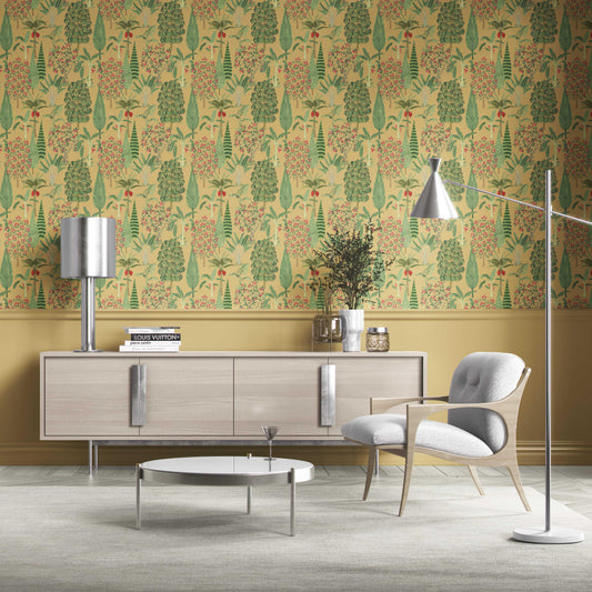 Tropical Floral/ Botanical Traditional Wallpaper (Yellow/ Green/ Pink/ Red)