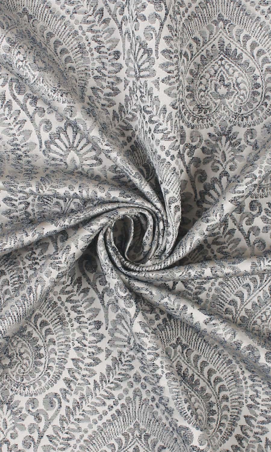 Textured Floral Free Fabric Material Sample (Grey/ Deep Blue)
