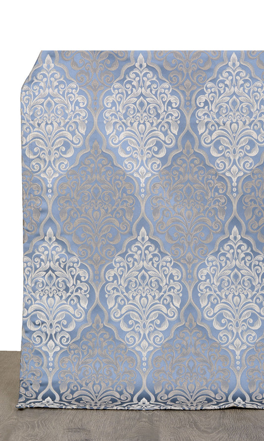 Damask Curtains (Navy Blue/ White)