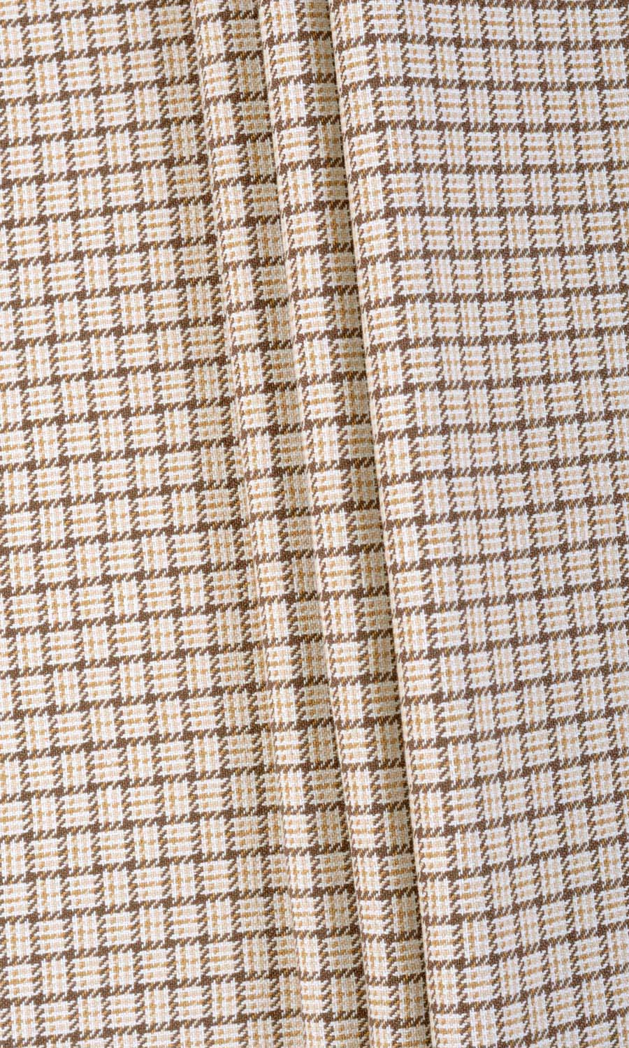 Check Cotton Home Textile Fabric Material Sample (Brown/ Mocha/ Cream)