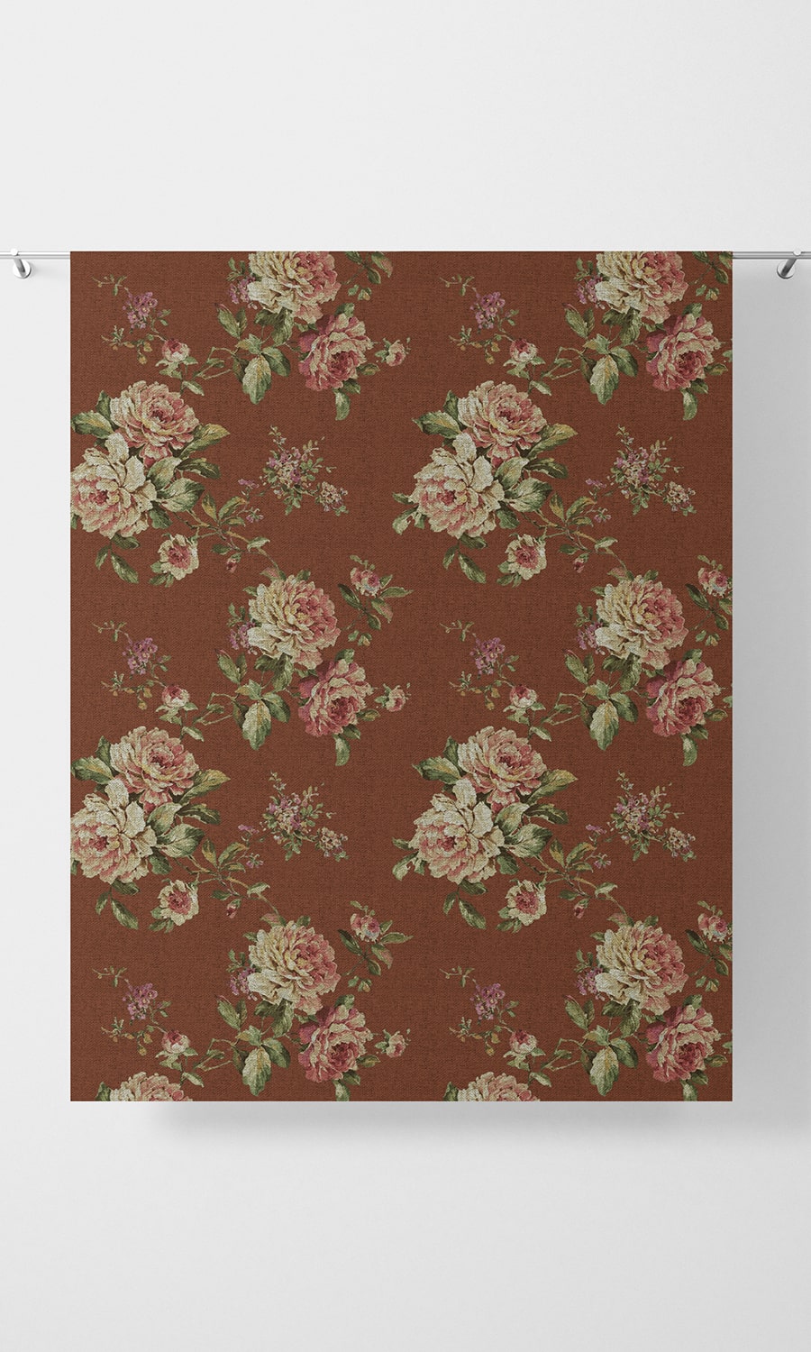 Country Floral Home Décor Fabric Sample (Orange/ Red)
