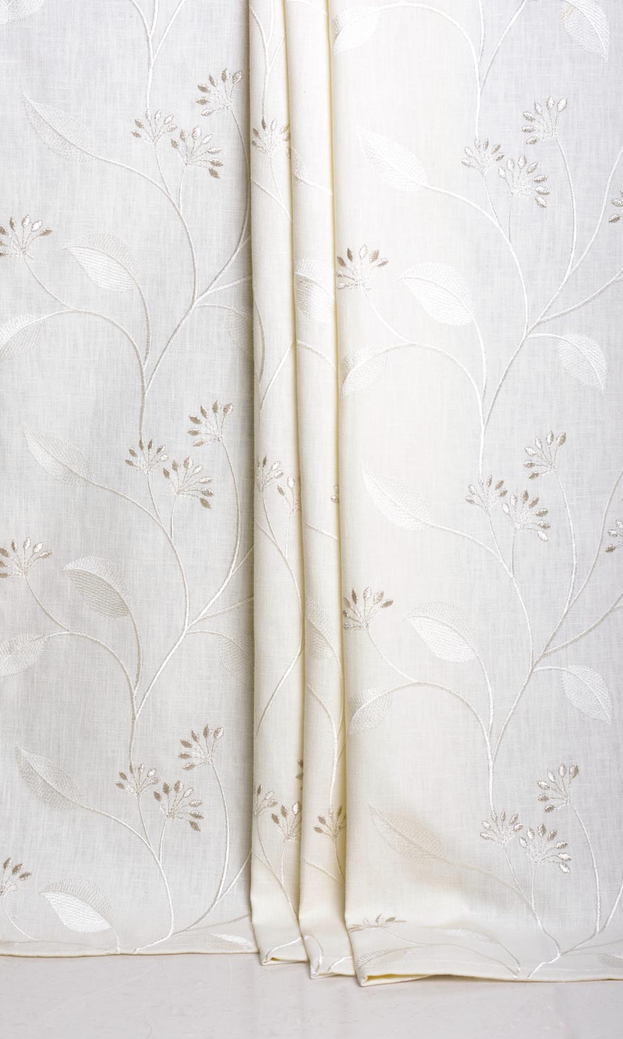 Floral Embroidery Home Décor Fabric By the Metre (White/ Cream)