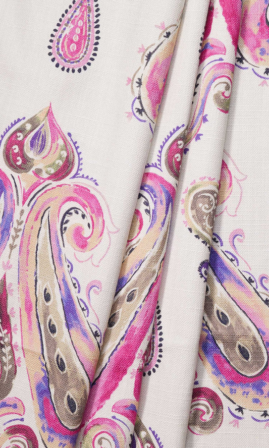 Pink/Purple Paisley Print Custom Curtains