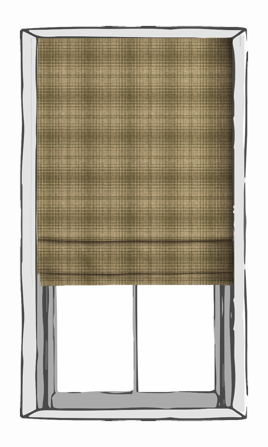 Plaid Print Window Treatments Fabric By the Metre (Olive Green & Beige)