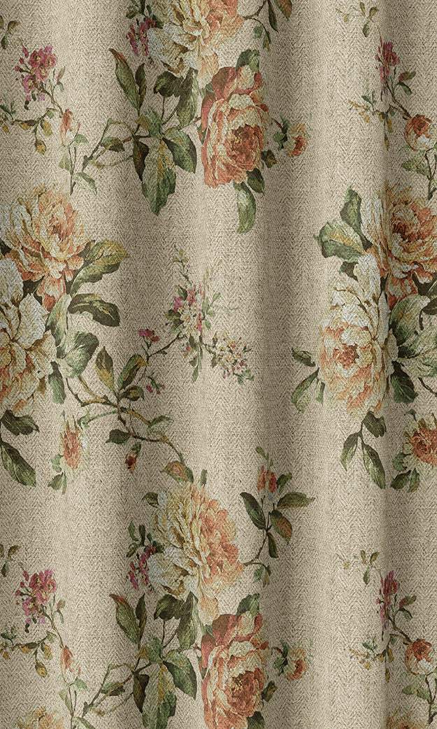 Modern Country Floral Home Textile Fabric Material By the Metre (Yellow)