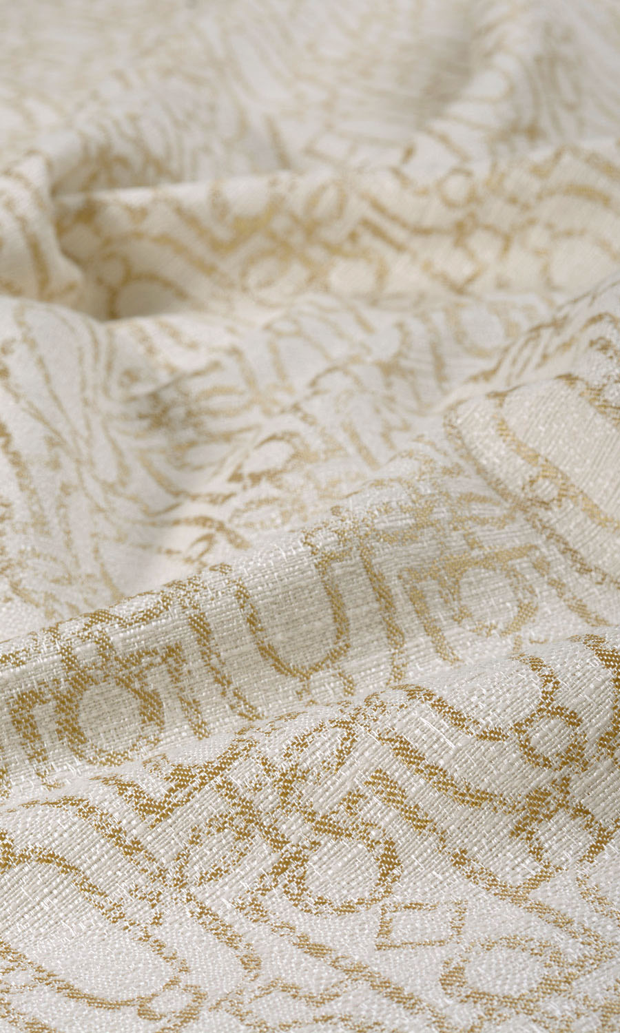 Trellis Poly-Cotton Fabric Material By the Metre (Off White/ Pale Beige)