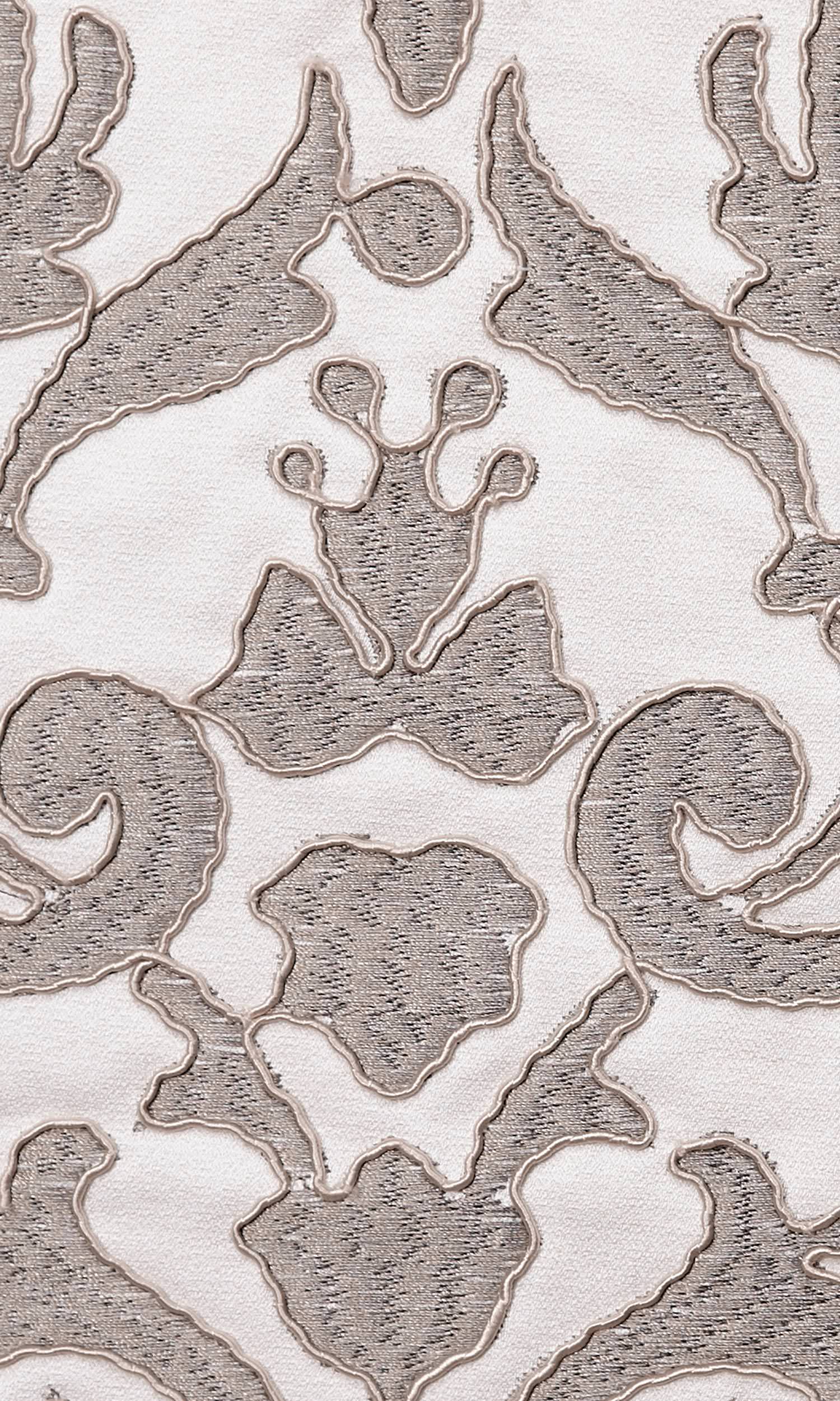 Damask Home Textile Fabric Material By the Metre (White/ Grey)