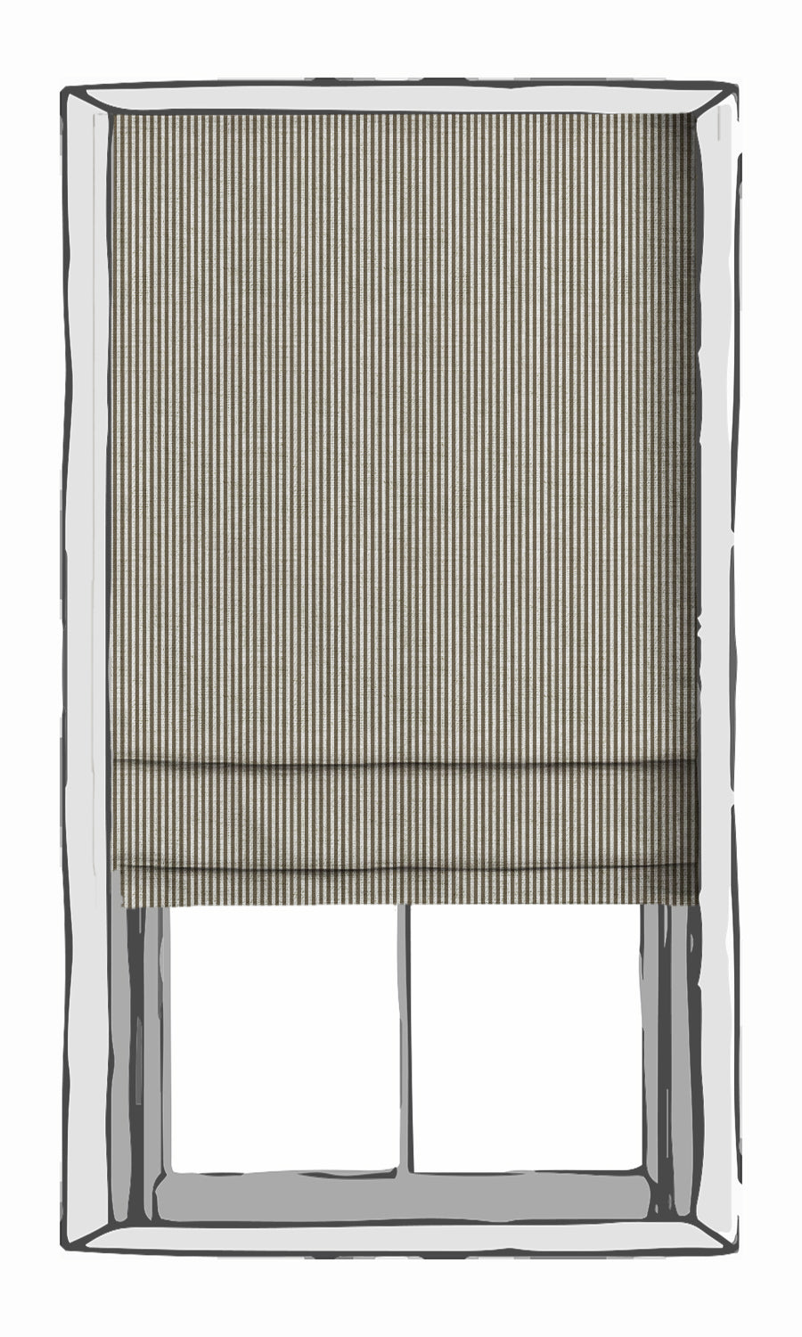 Striped Fabric Material By the Metre (Tan Brown/ White)