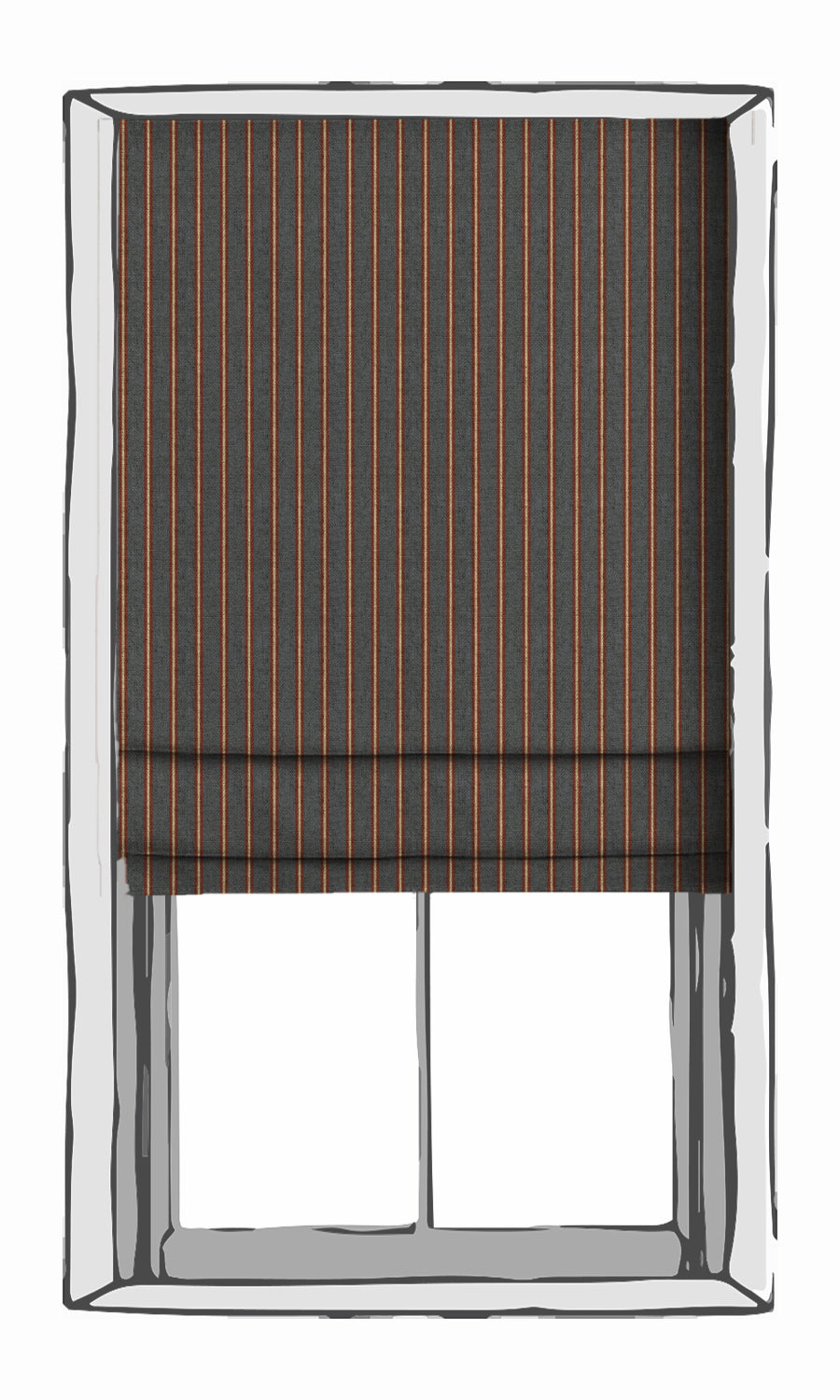 Modern Striped Window Treatments Fabric By the Metre (Grey & Red)
