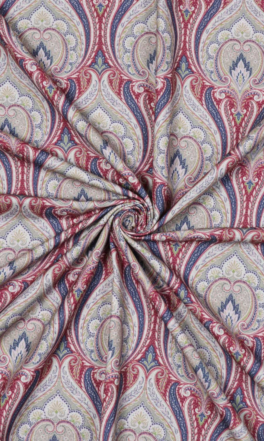 Floral Damask Free Fabric Material Sample (Red/ Blue)