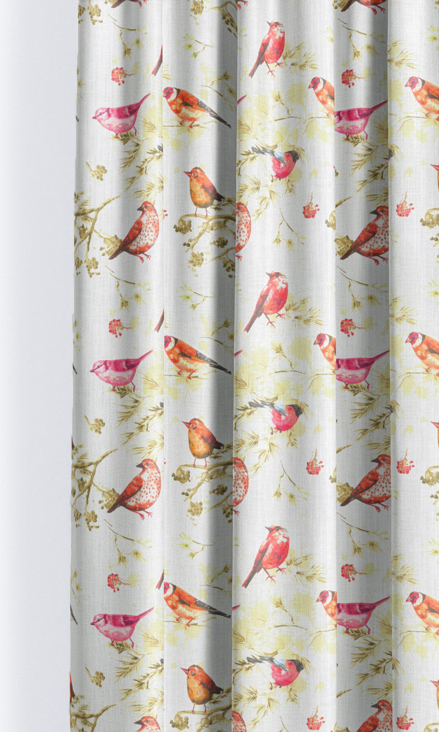 Bird-Print Cotton Home Décor Fabric By the Metre (Orange/ Pink/ White)