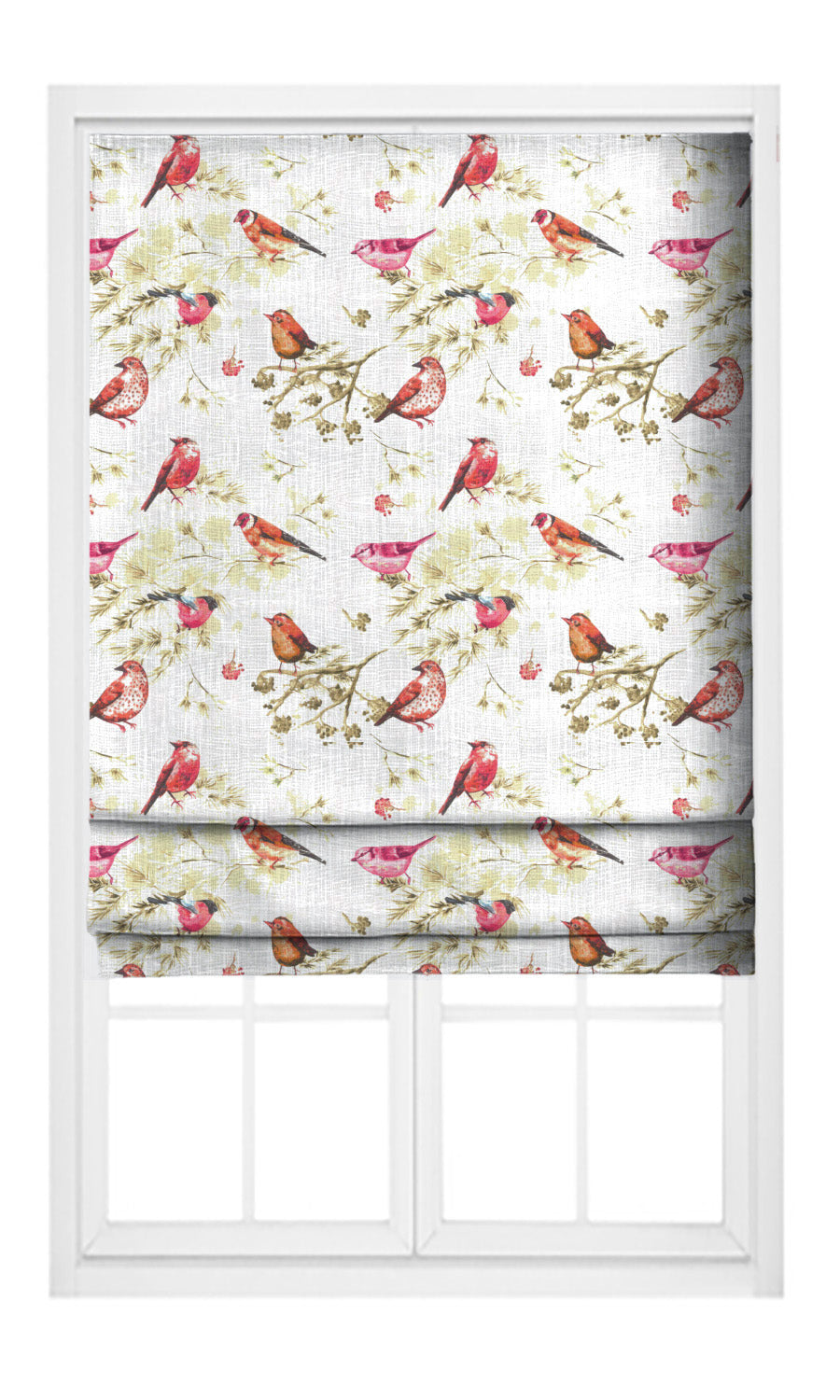 Bird-Print Cotton Home Textile Fabric Material By the Metre (Orange/ Pink/ White)
