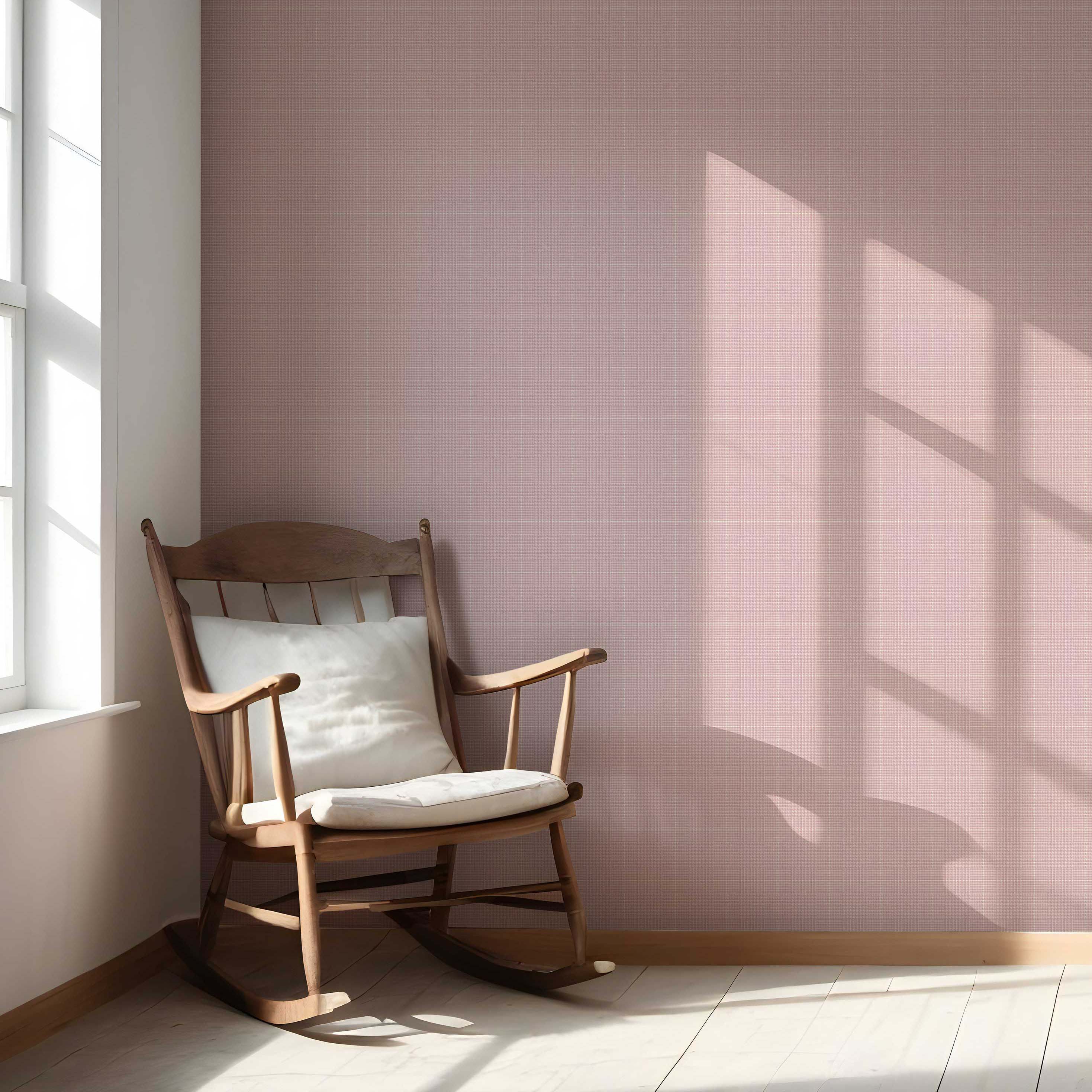 Textured Check/ Geometric Nursery Wallpaper Sample (Pink)