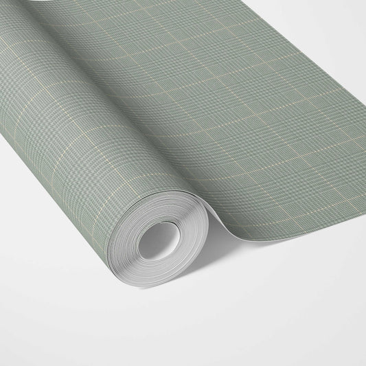 Textured Check/ Geometric Traditional Wallpaper (Sage Green)