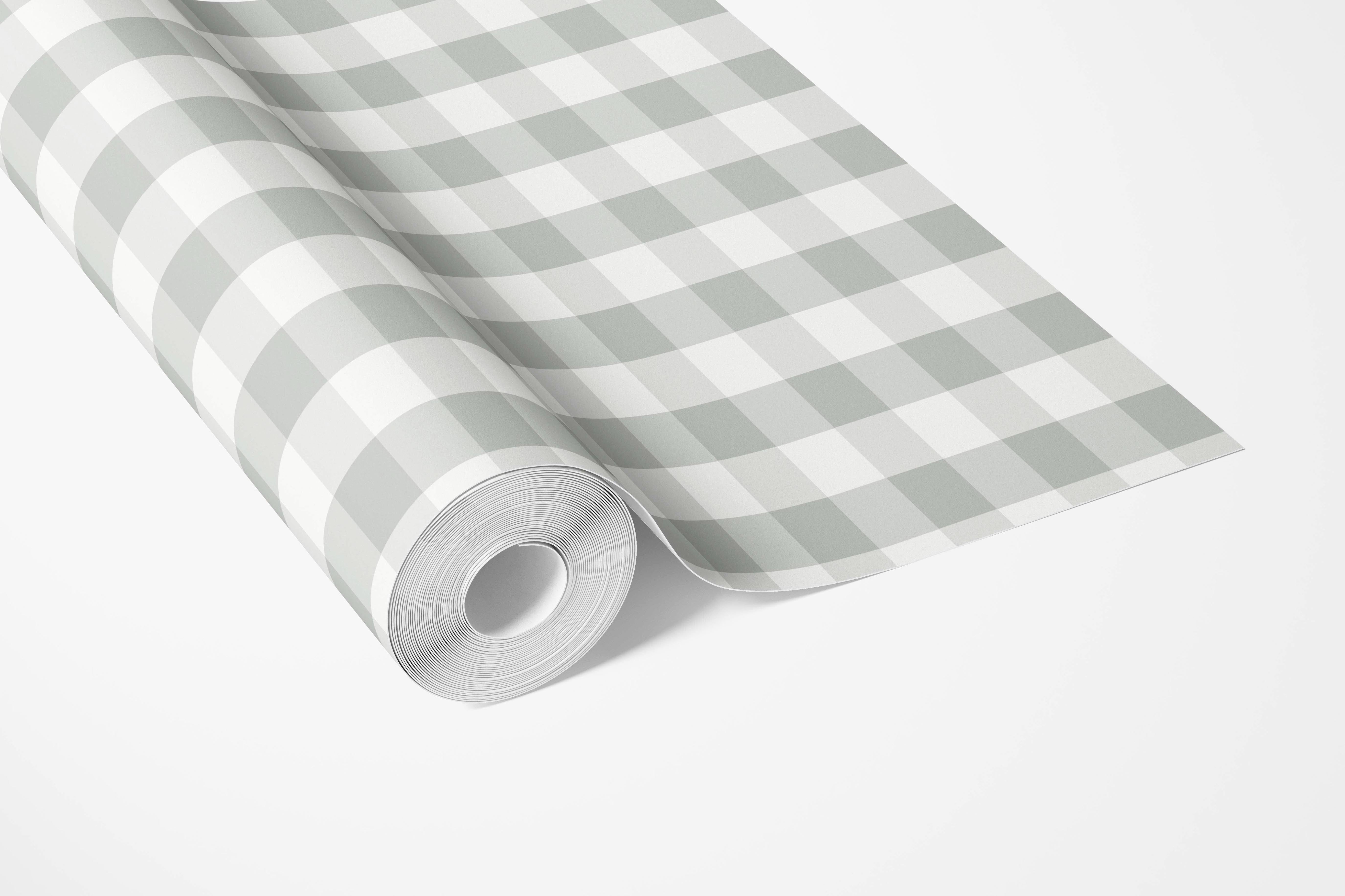 Geometric Gingham Bathroom Wallpaper (Gray)