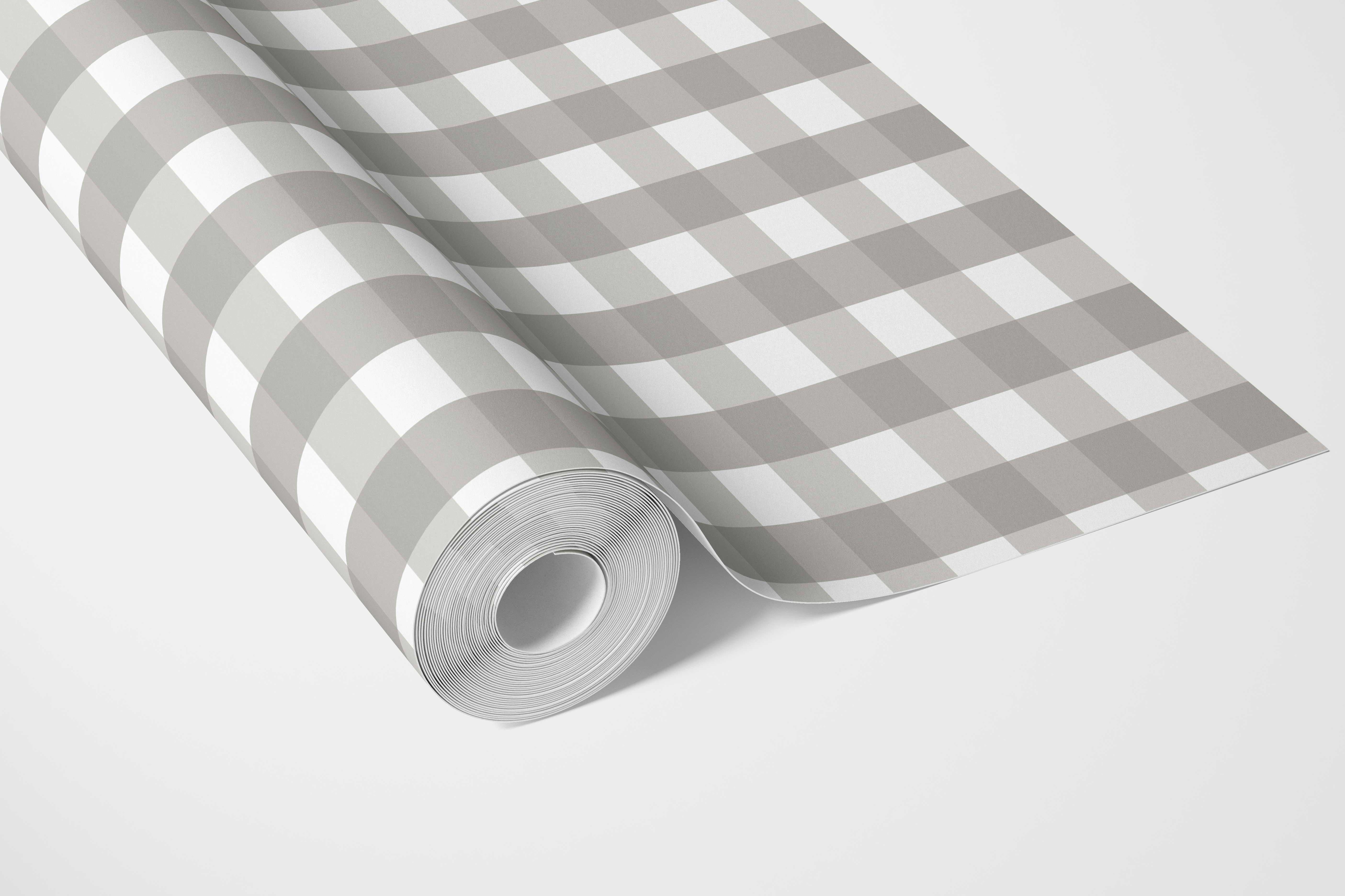Neutral Geometric Gingham Bathroom Wallpaper Sample (Stone Gray)
