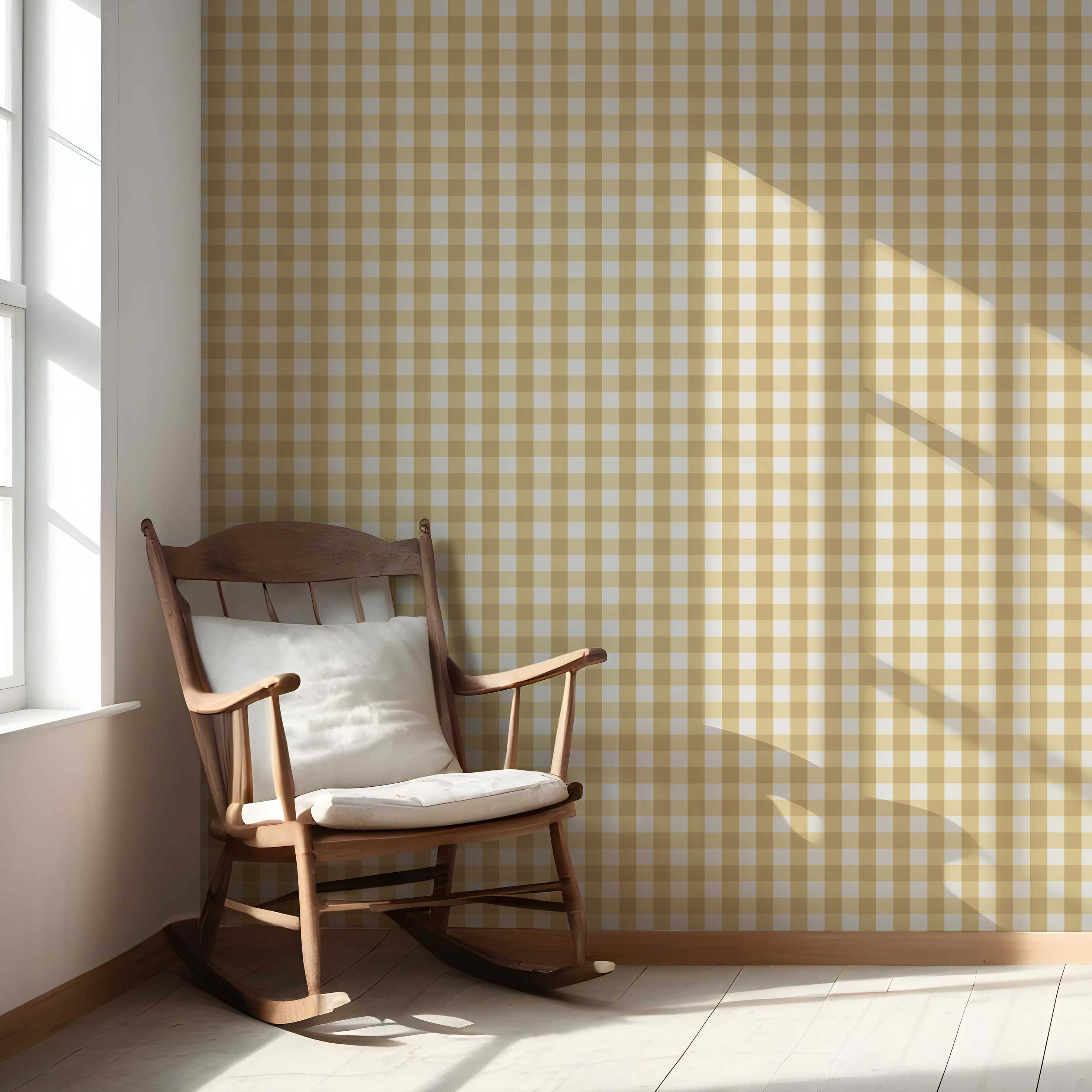 Geometric Gingham Nursery Wallpaper (Yellow)