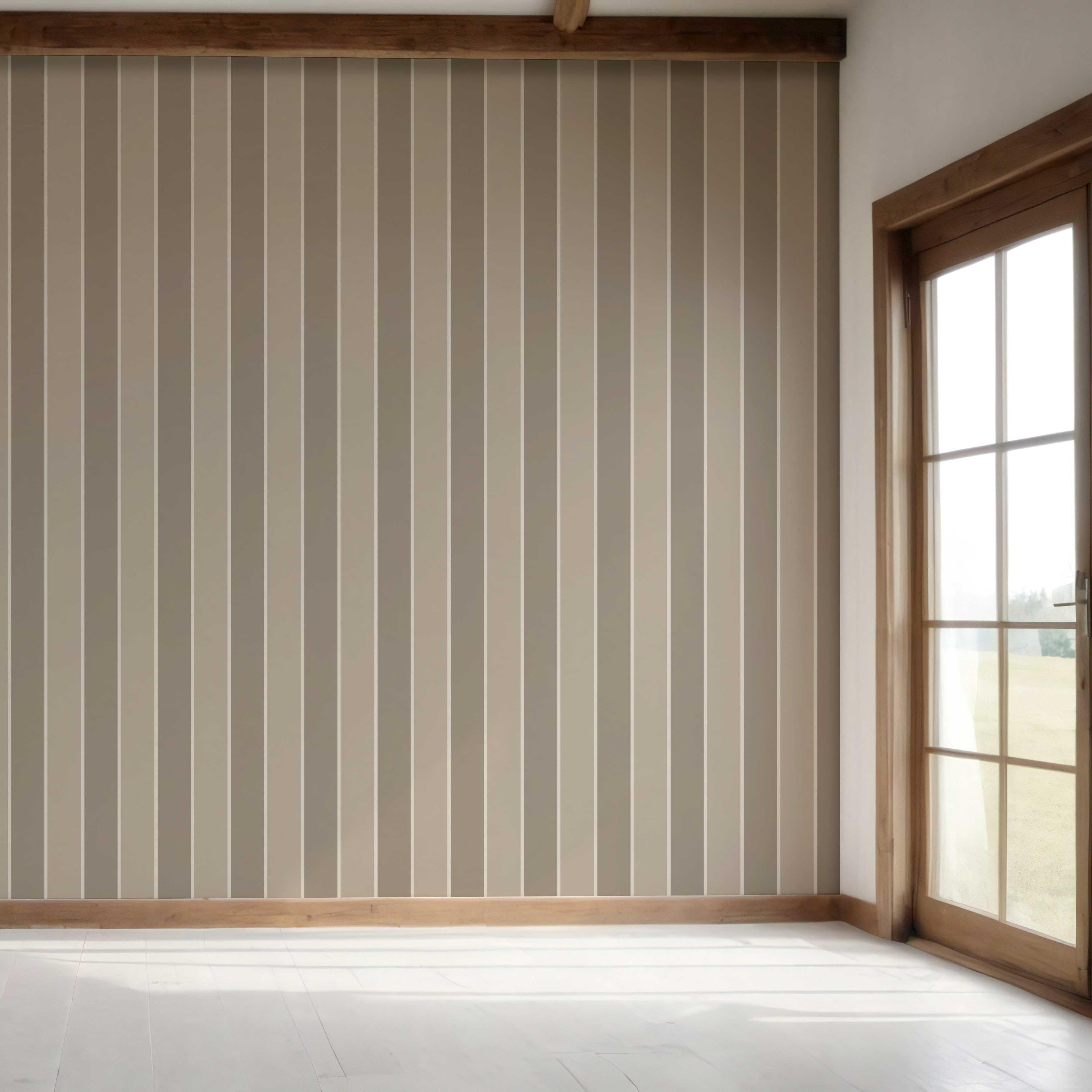 Neutral Geometric Striped Bedroom Wallpaper Sample (Taupe Gray/ Brown)