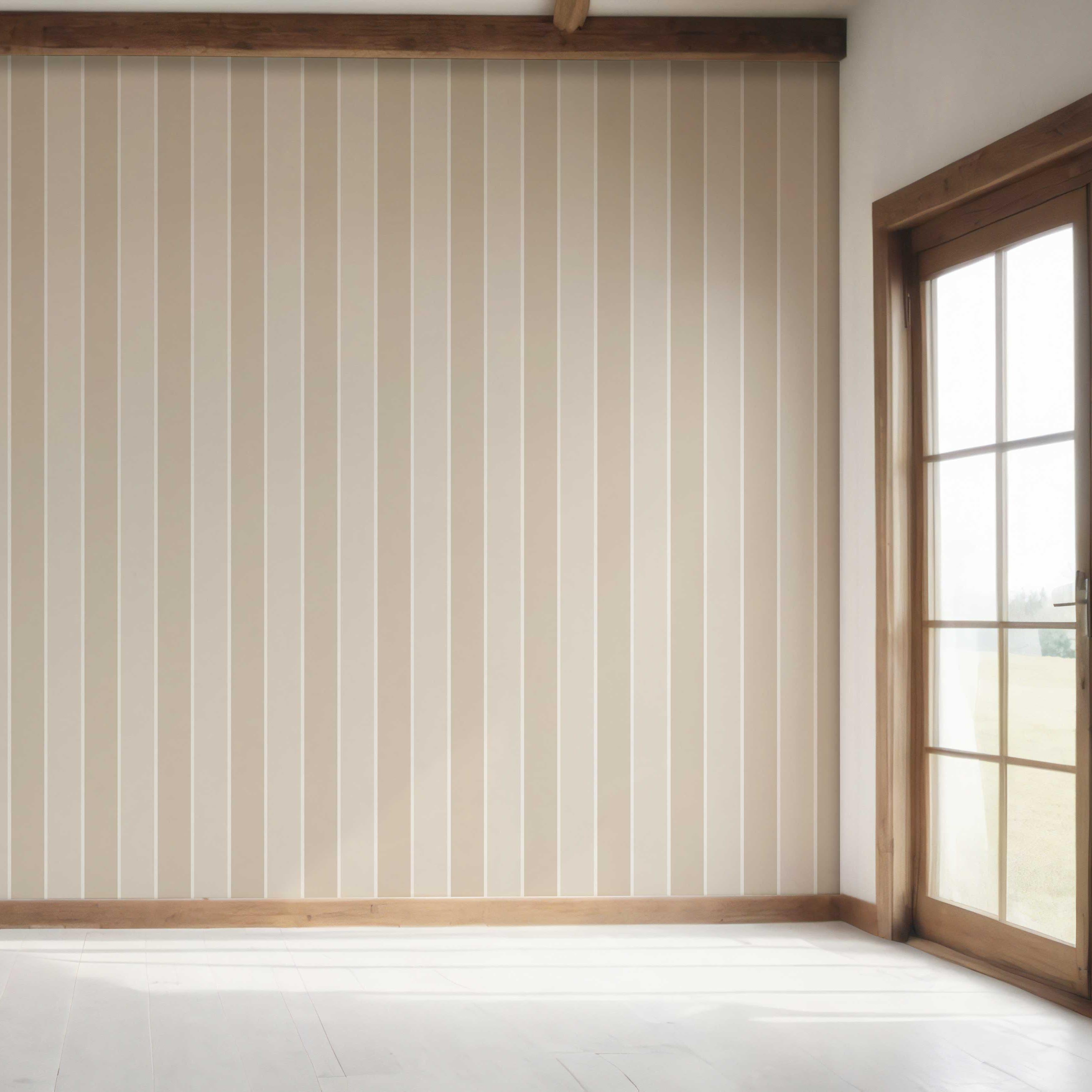 Neutral Geometric Striped Bedroom Wallpaper (Beige/ Cream)