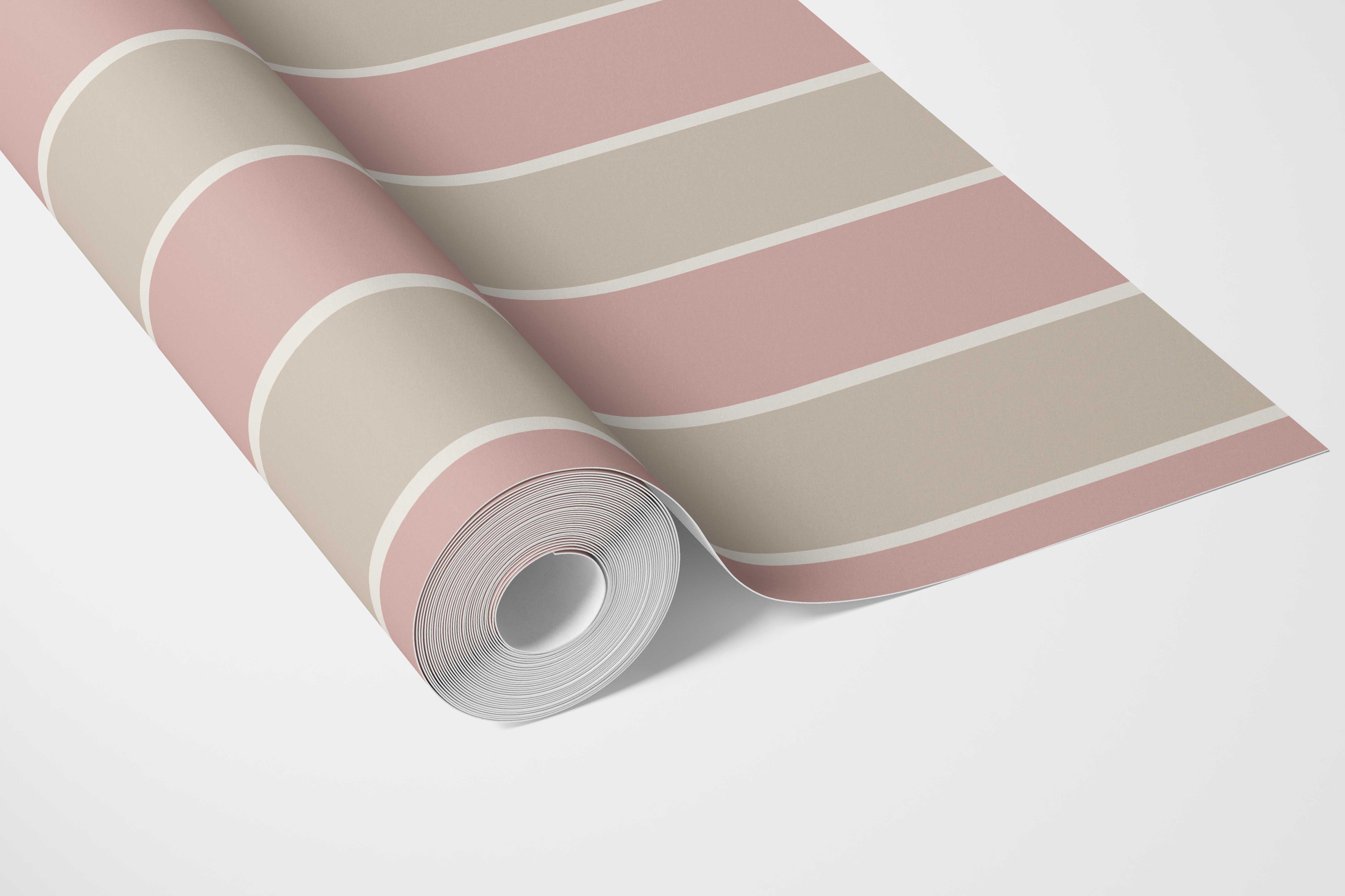 Geometric Striped Nursery Wallpaper (Dusty Pink/ Taupe)