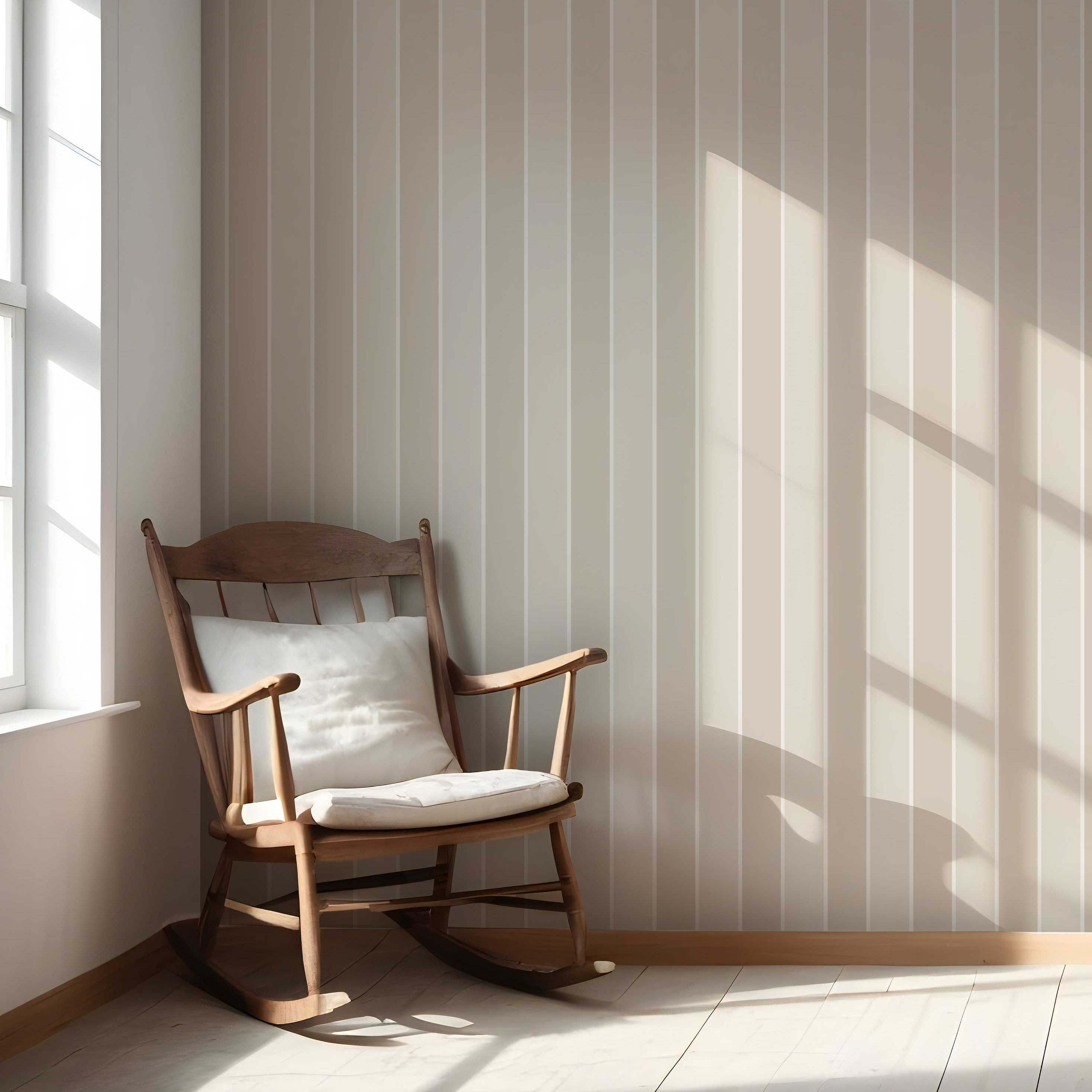 Neutral Geometric Striped Living Room Wallpaper (Beige/ Cream)