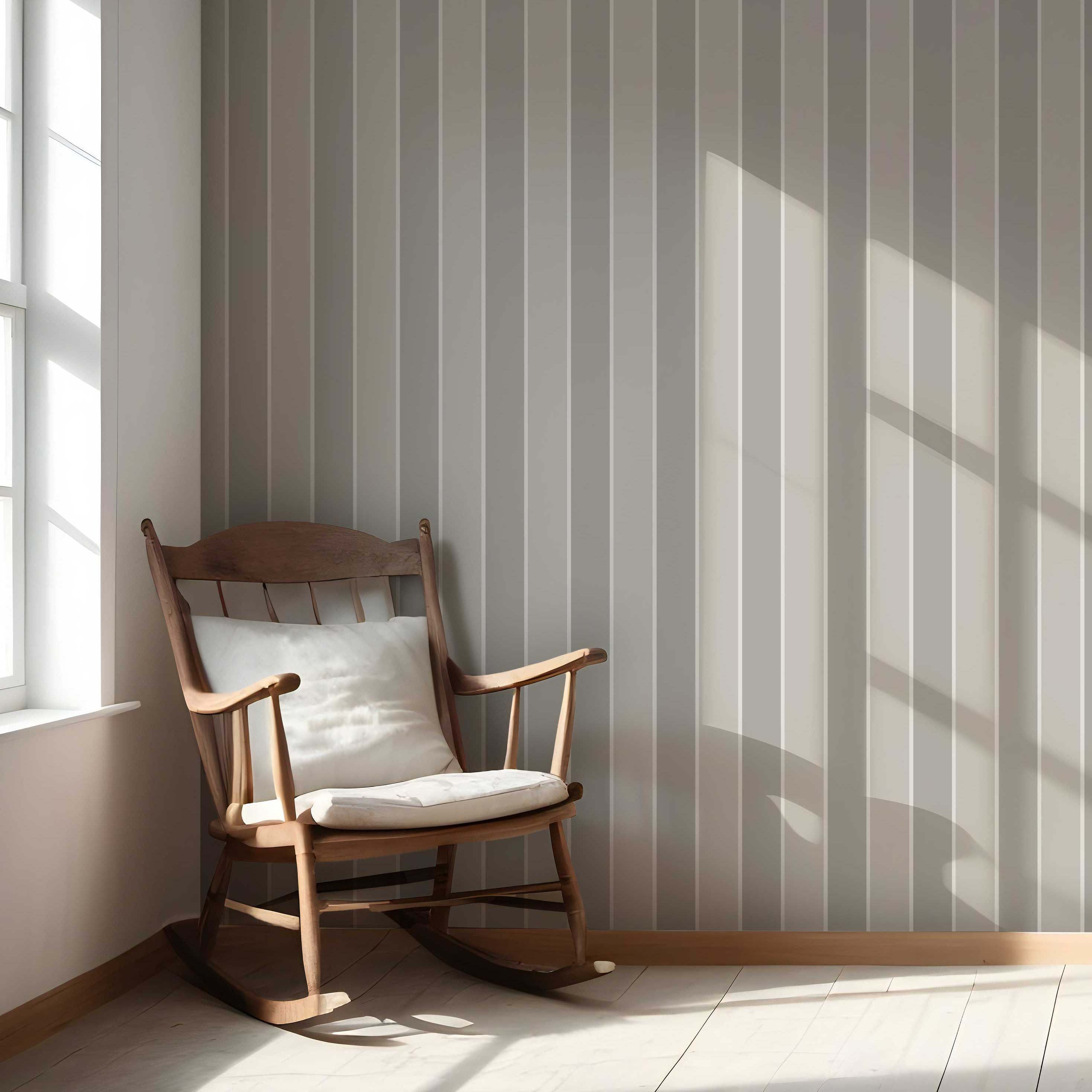 Neutral Geometric Striped Living Room Wallpaper (Gray/ Beige/ Taupe)