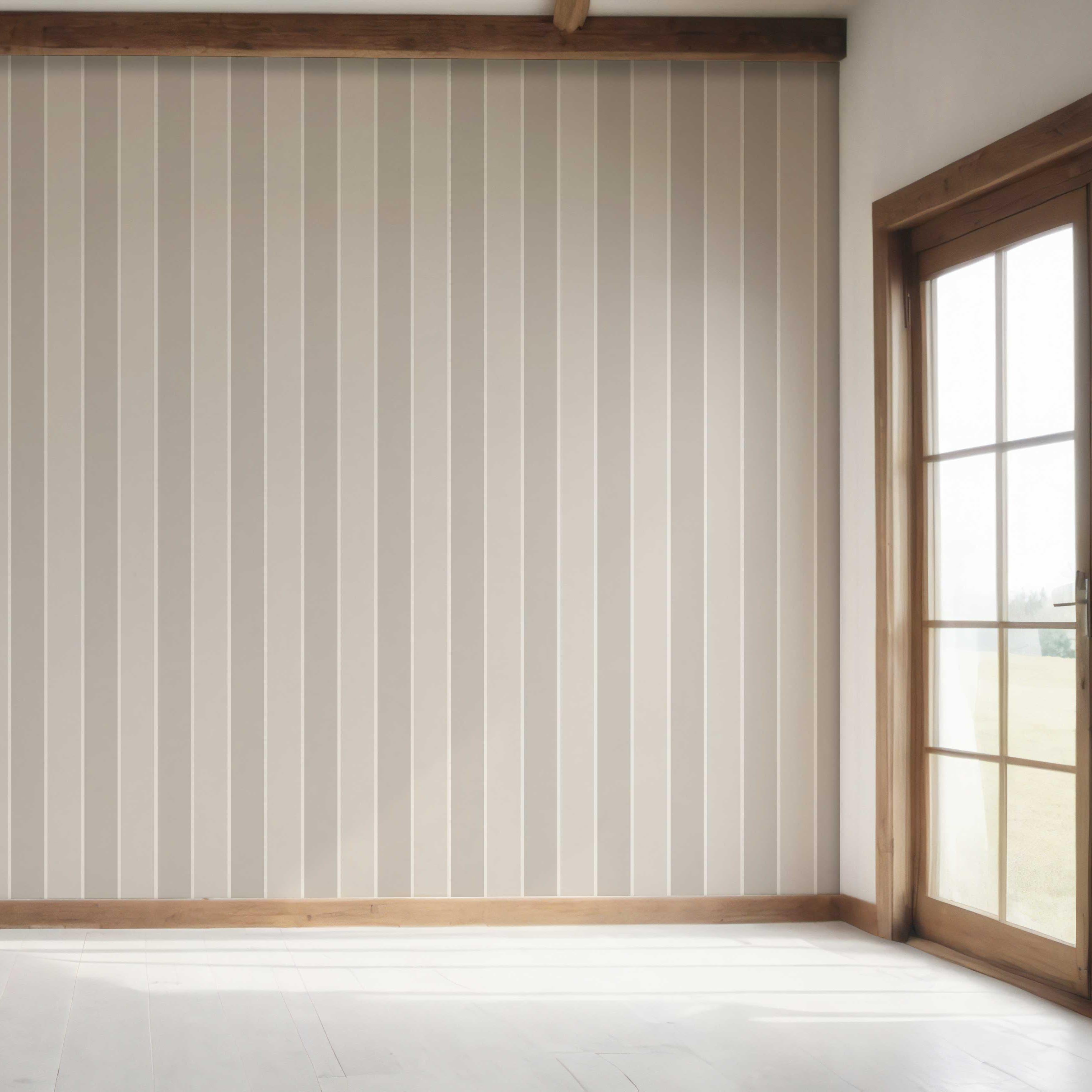 Neutral Geometric Striped Bedroom Wallpaper (Beige/ Greige/ Taupe)