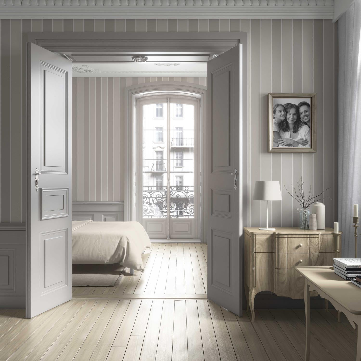 Neutral Geometric Striped Bathroom Wallpaper (Beige/ Greige/ Taupe)