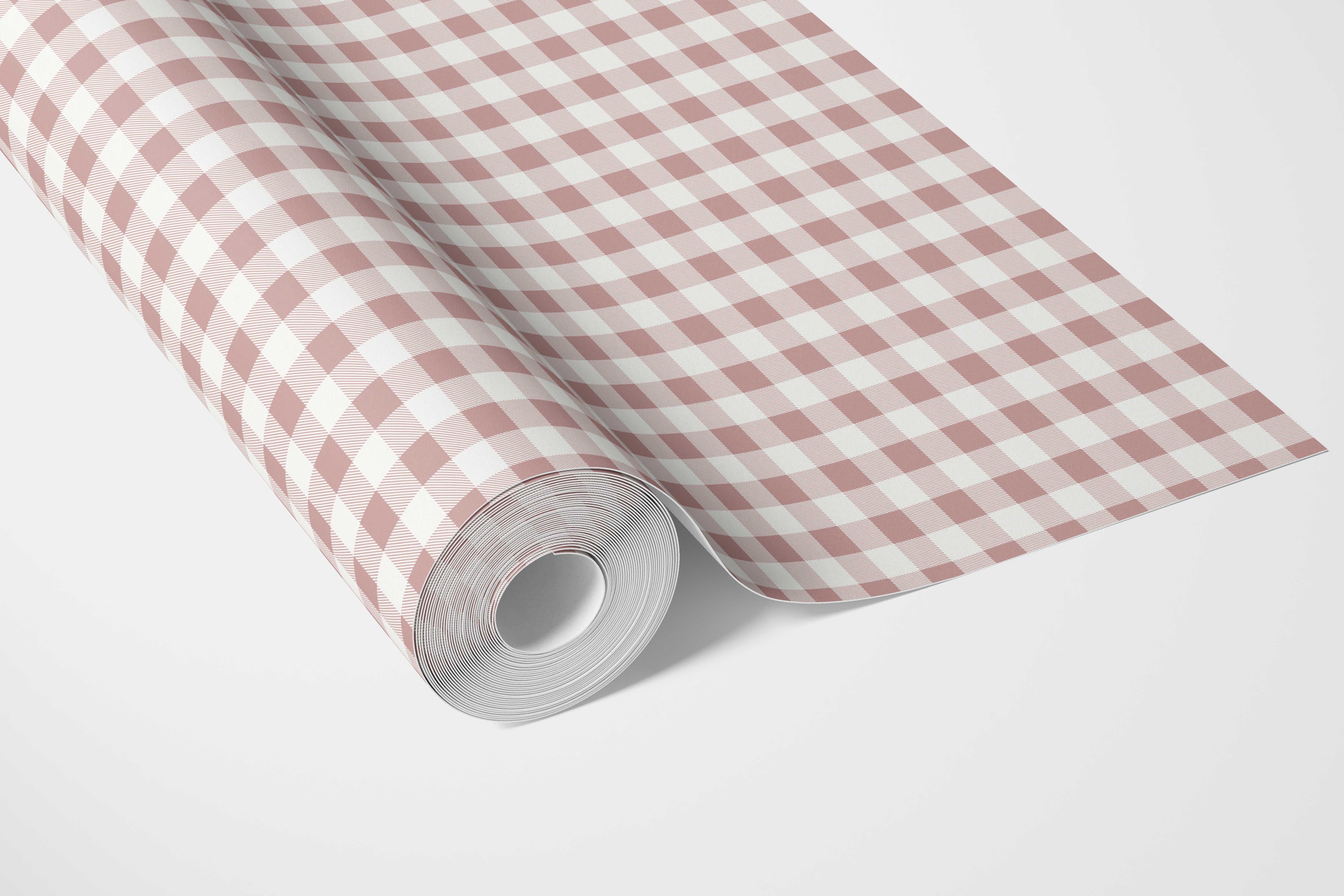 Gingham Checkered Bathroom Wallpaper Sample (Pink)