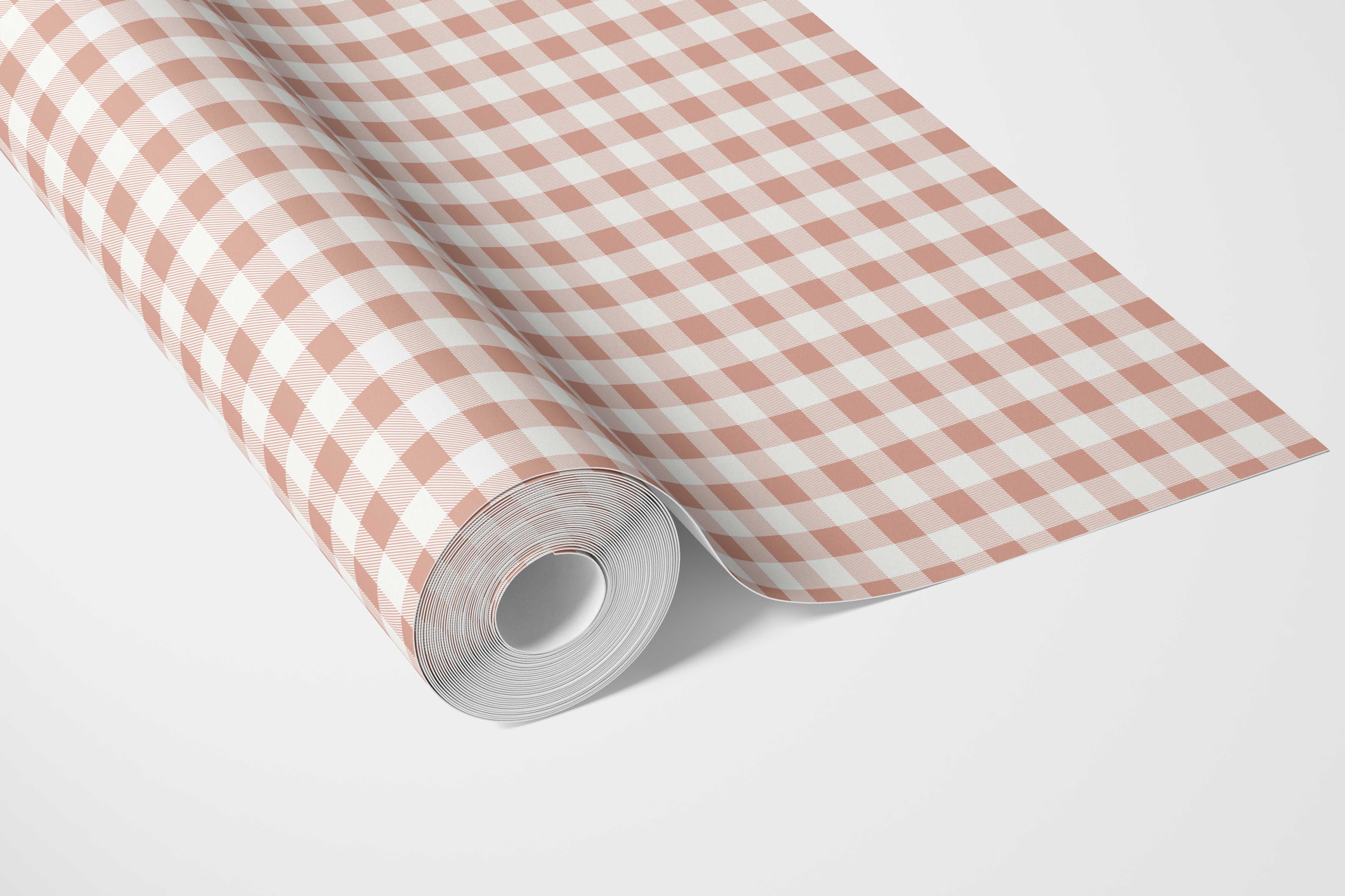 Gingham Checkered Bathroom Wallpaper (Blush Pink)