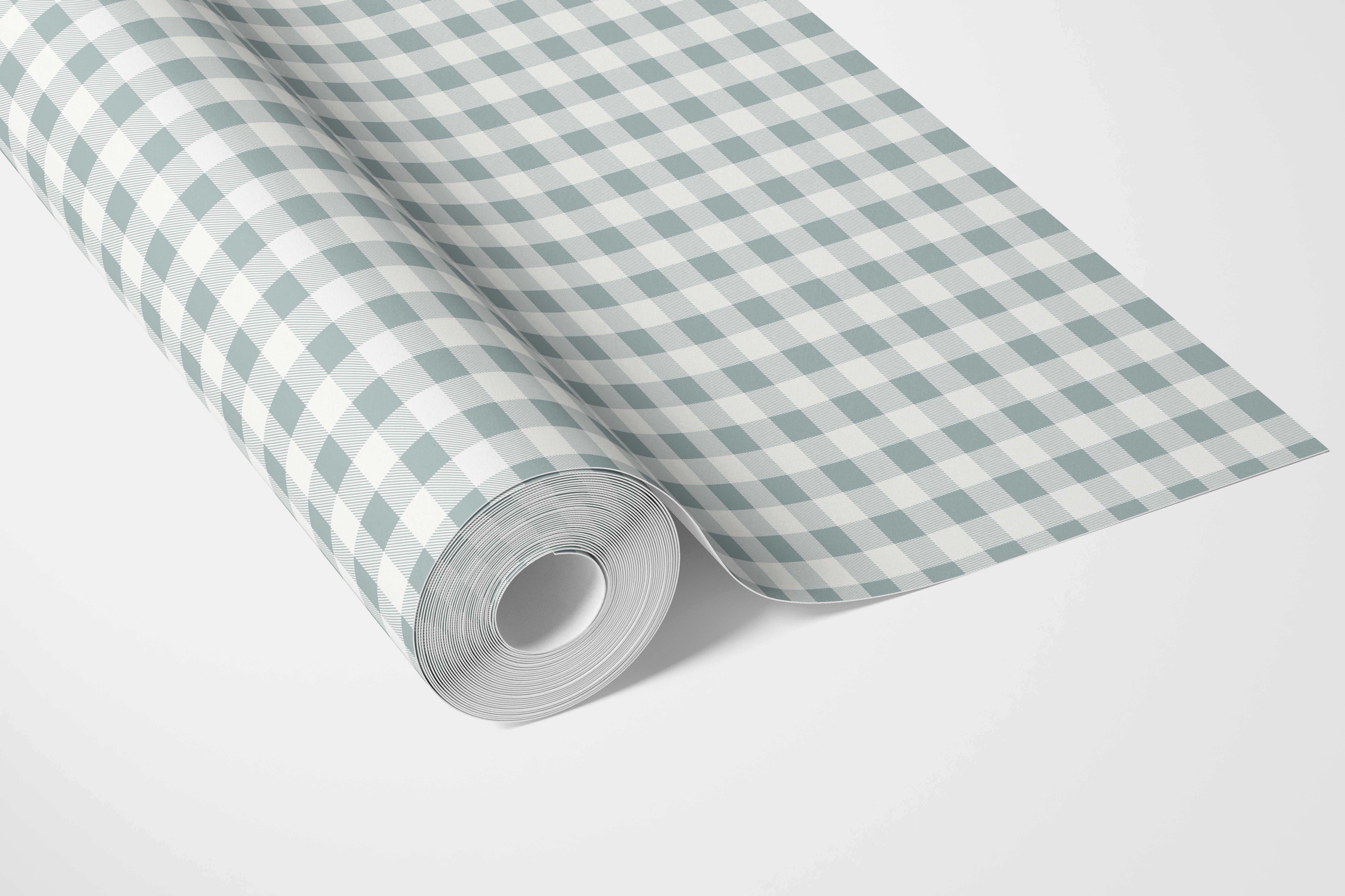 Gingham Checkered Bathroom Wallpaper (Pastel Blue)