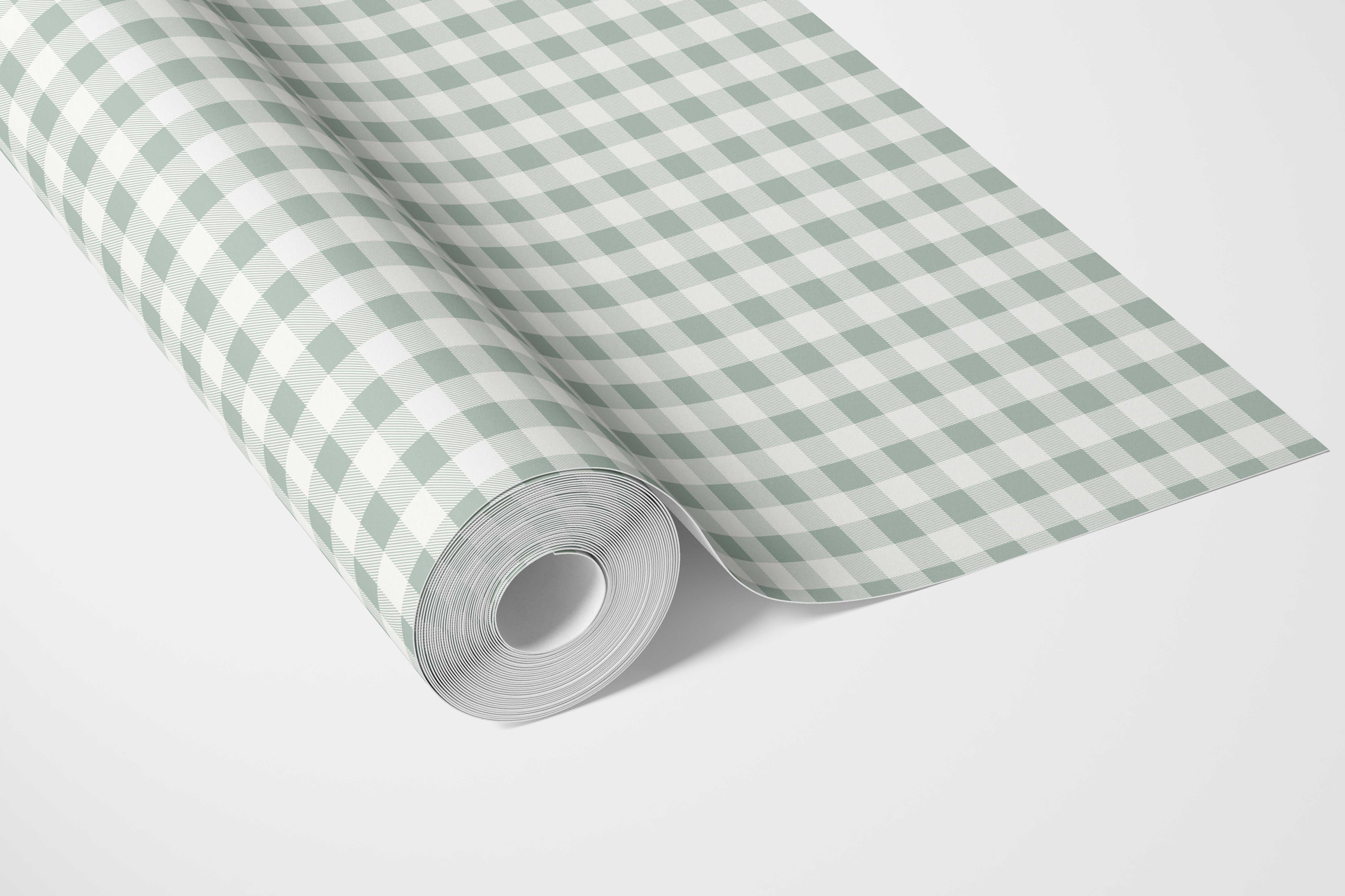 Gingham Checkered Bathroom Wallpaper Sample (Duck Egg Blue)