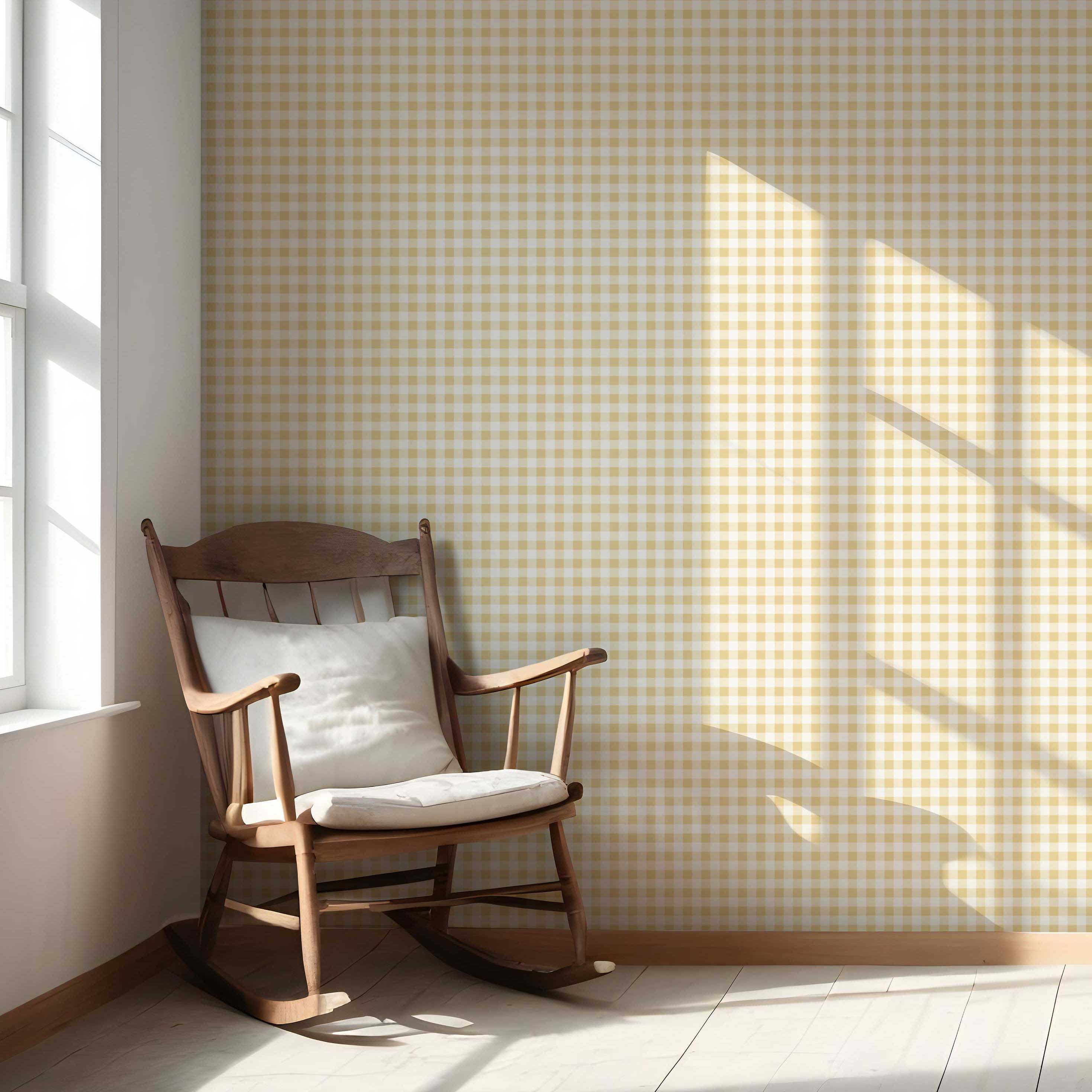 Gingham Checkered Nursery Wallpaper Sample (Yellow)