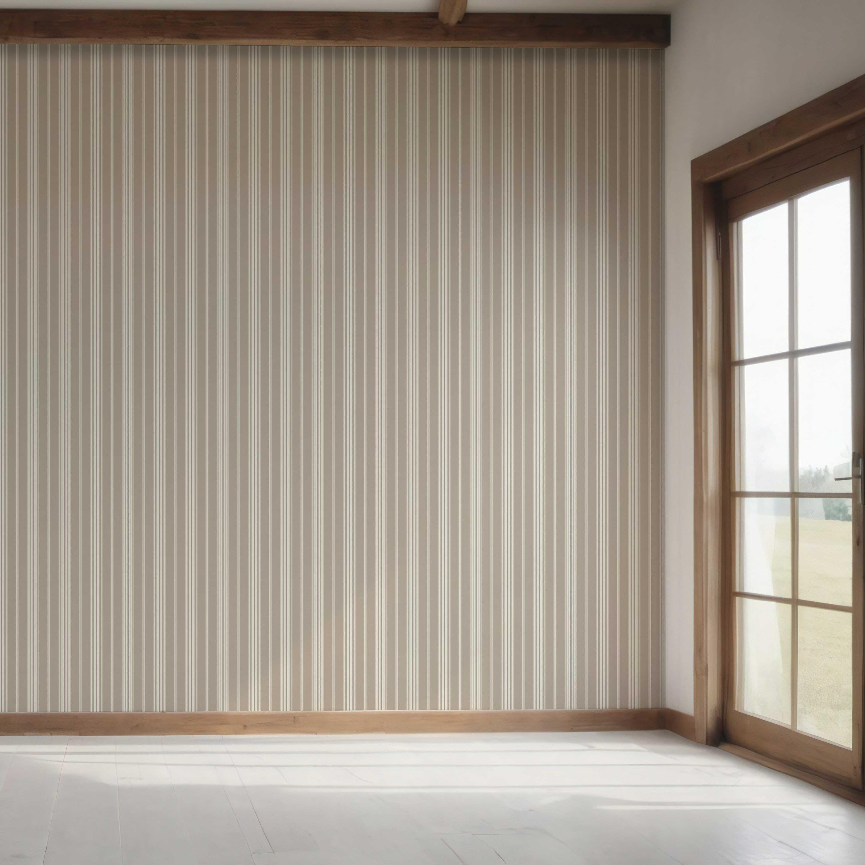 Neutral Geometric Striped Bedroom Wallpaper Sample (Brown/ Beige/ Warm Gray)