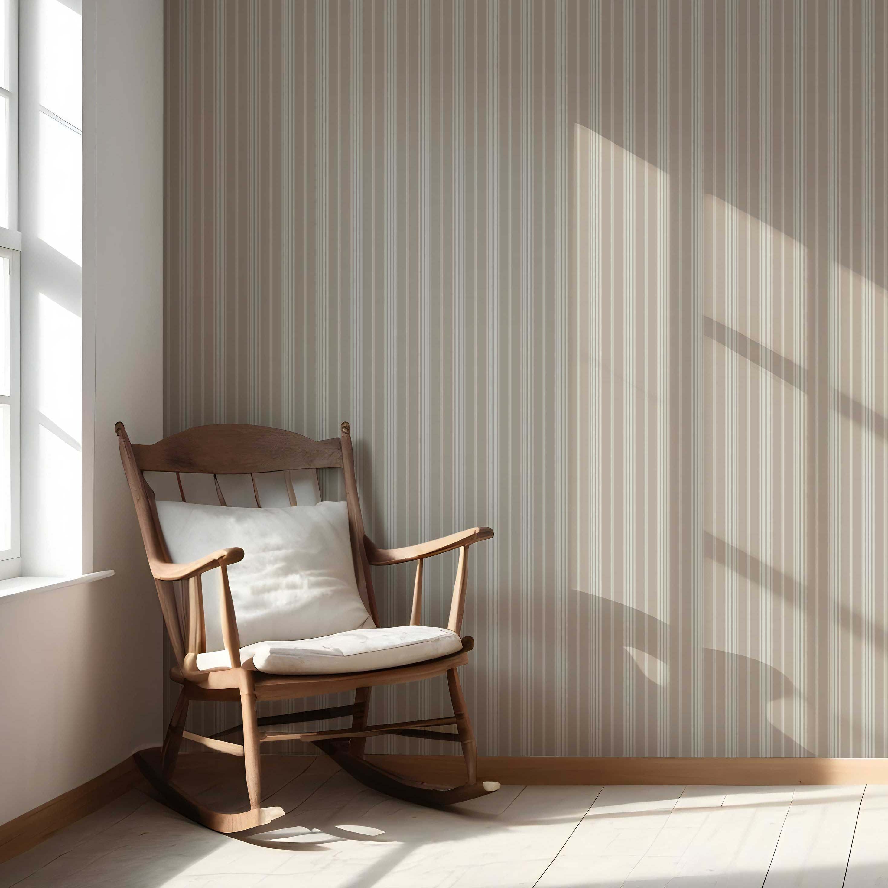 Neutral Geometric Striped Living Room Wallpaper (Beige/ Brown/ Warm Gray)