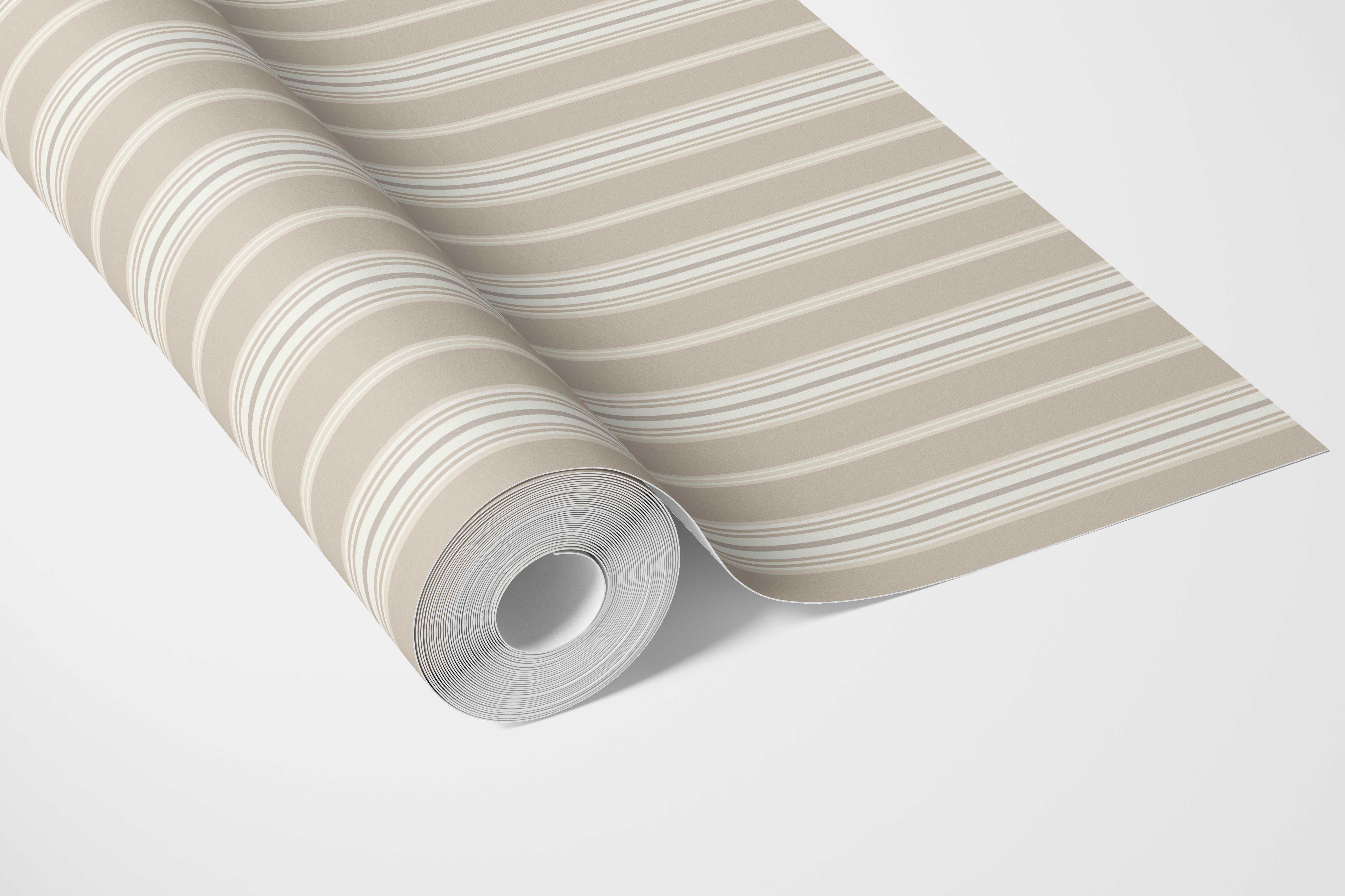 Neutral Geometric Striped Nursery Wallpaper Sample (Beige/ Brown/ Warm Gray)