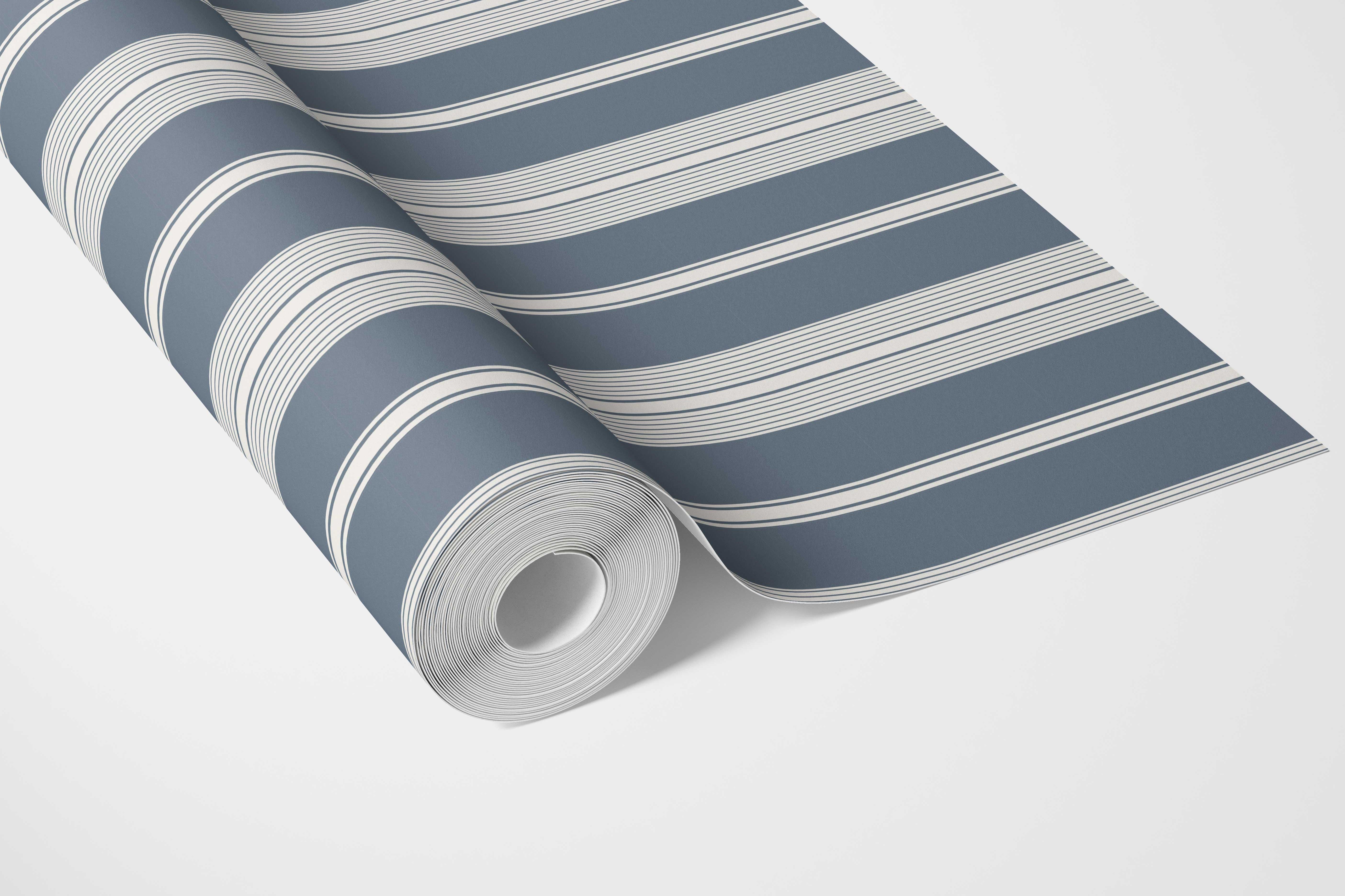 Geometric Striped Nursery Wallpaper (Slate Gray/ Blue)