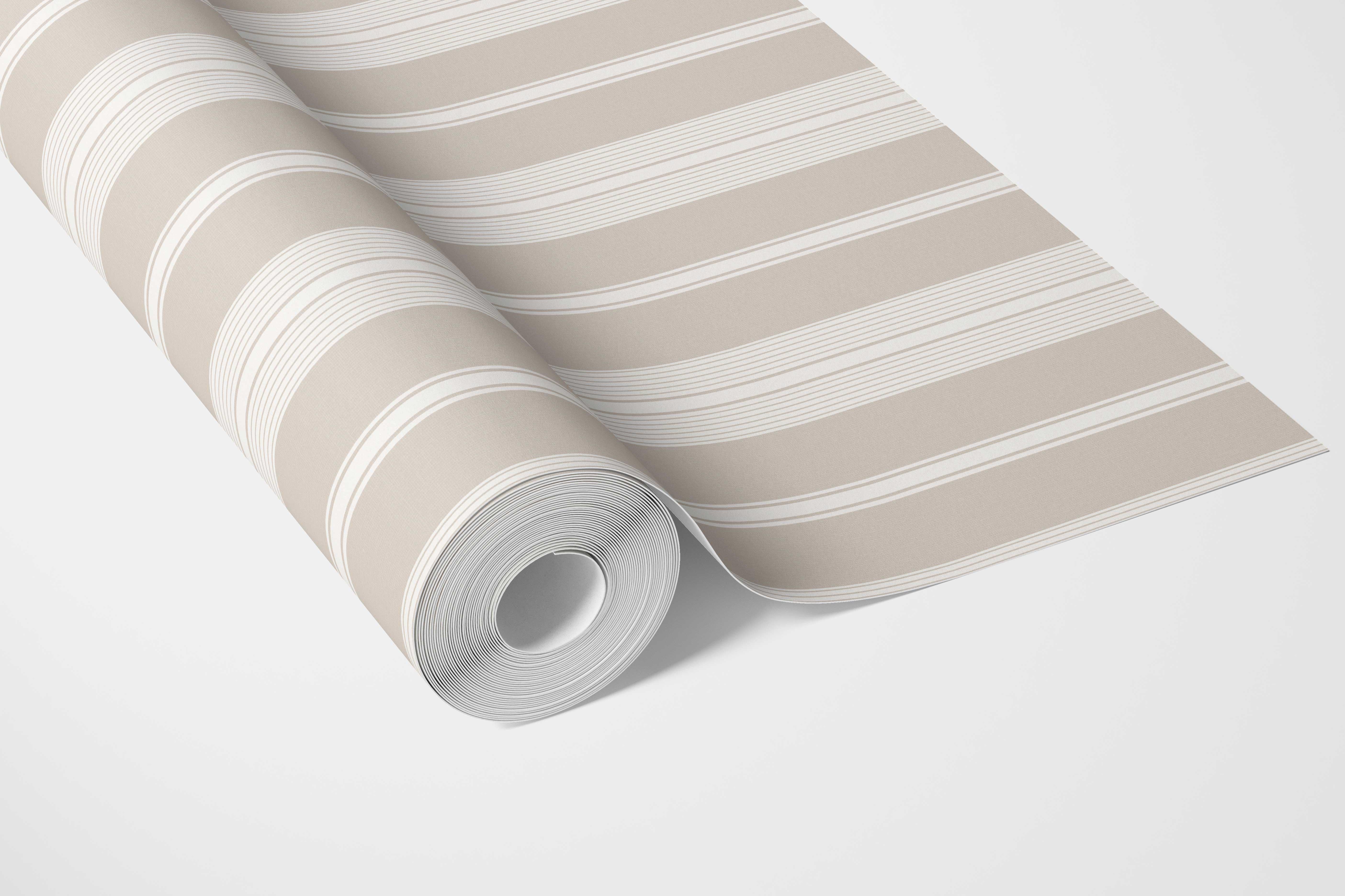 Neutral Geometric Striped Nursery Wallpaper Sample (Soft Taupe/ Beige/ Gray)