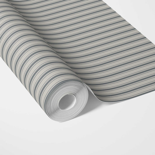 Neutral Geometric Striped Traditional Wallpaper Sample (Slate Gray)