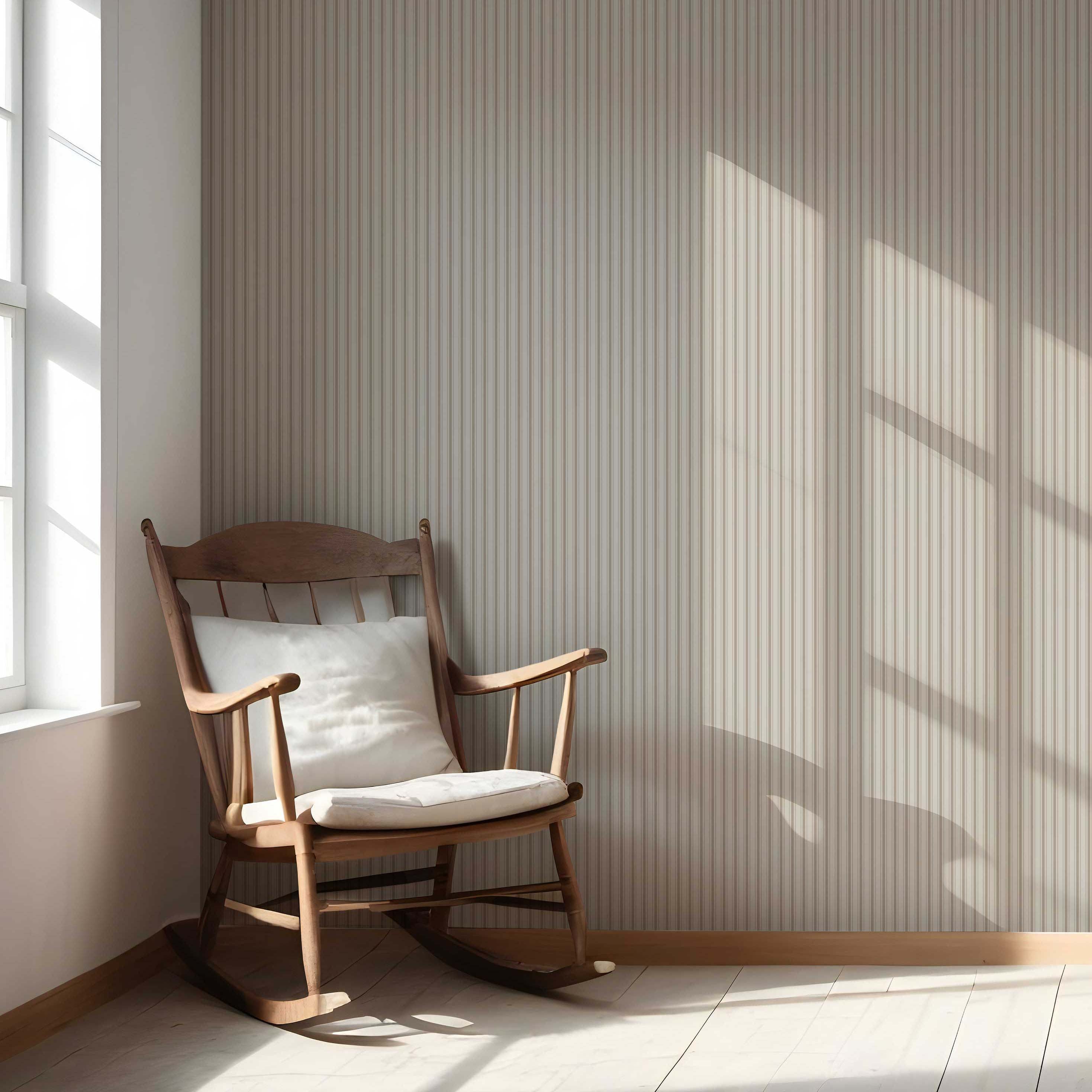 Neutral Geometric Striped Nursery Wallpaper Sample (Beige/ Brown/ Warm Gray)