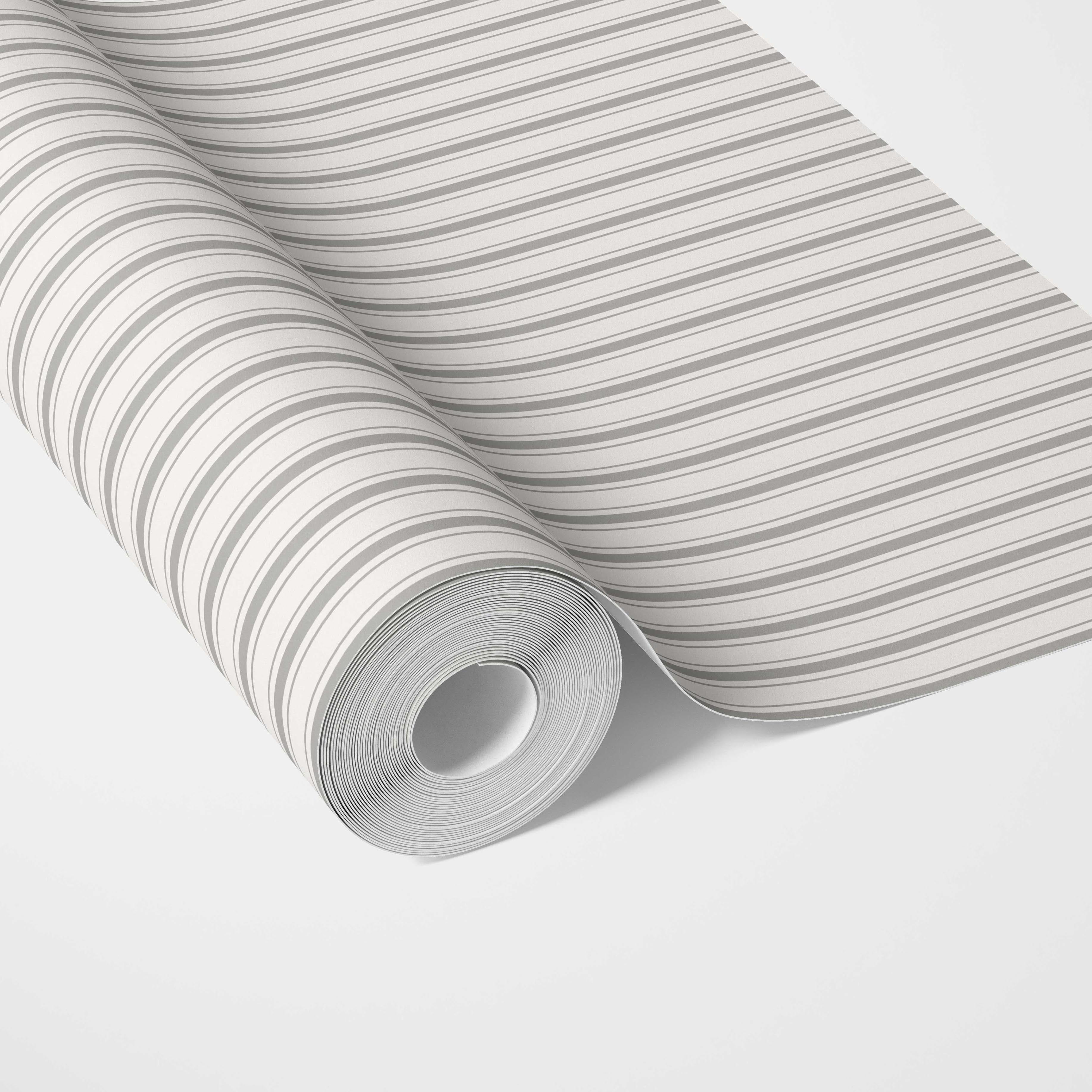 Neutral Geometric Striped Traditional Wallpaper (Light Gray)